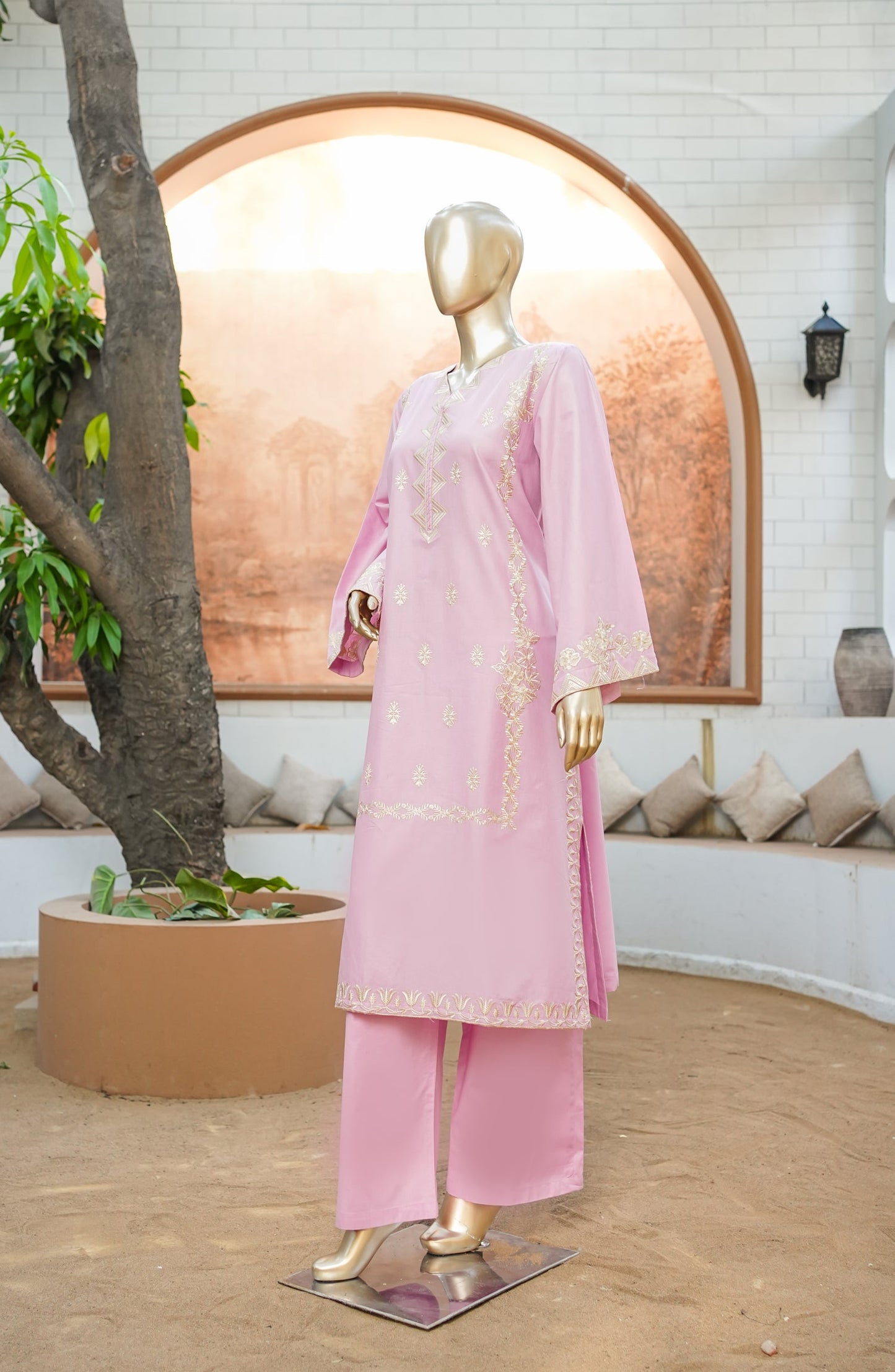 Miss Cotton by Amna Khadija Embroidered Cotton Lawn Stitched 2 Piece Suit - AKMC-03 - AKP26MCT - Pink - Summer Collection