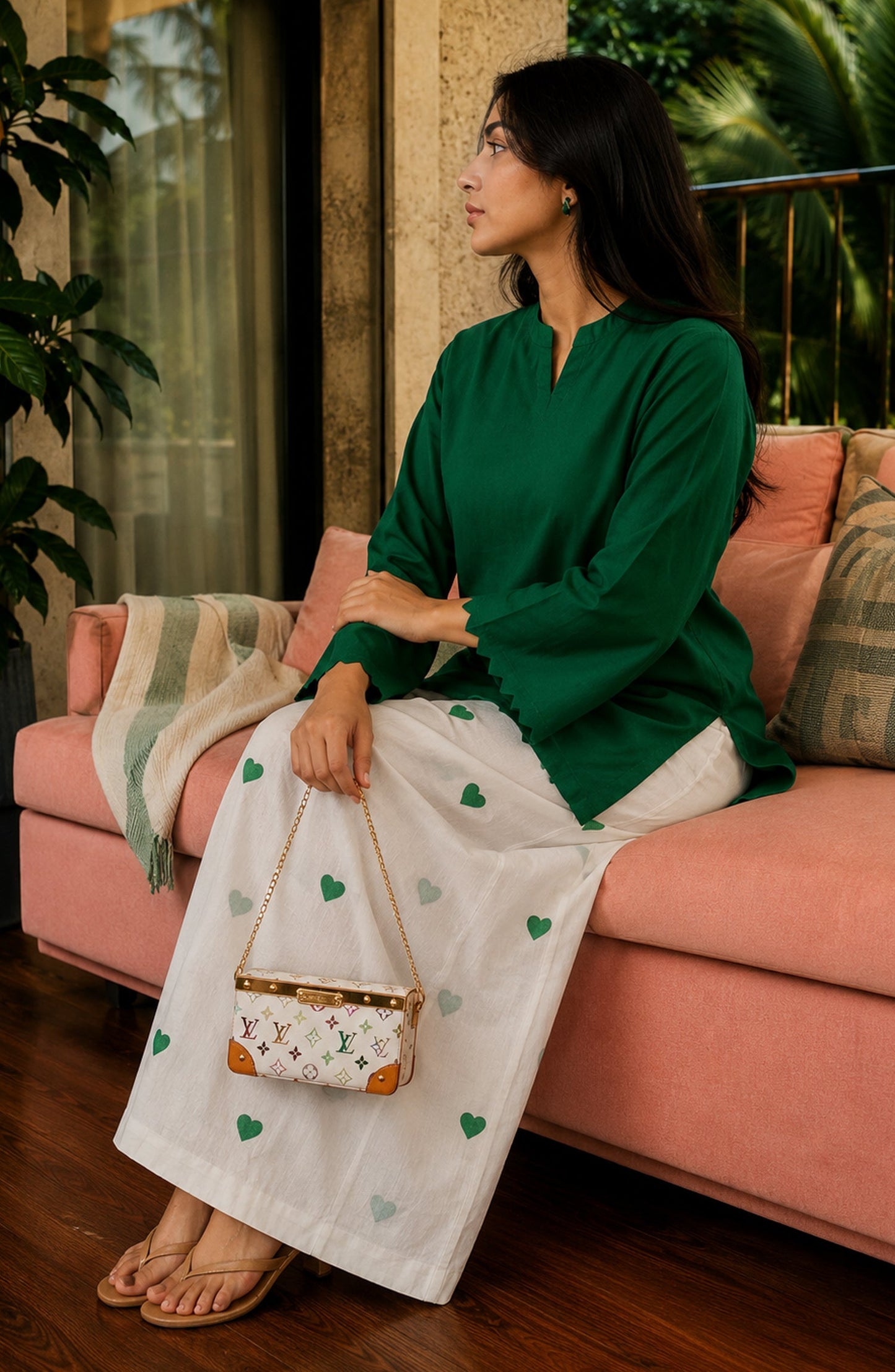 Mohabbat ki Kahani by Amna Khadija Embroidered Cotton Stitched 2 Piece Co-ord Set - AKMKK-03 - AM26MBTK - Green - Summer Collection