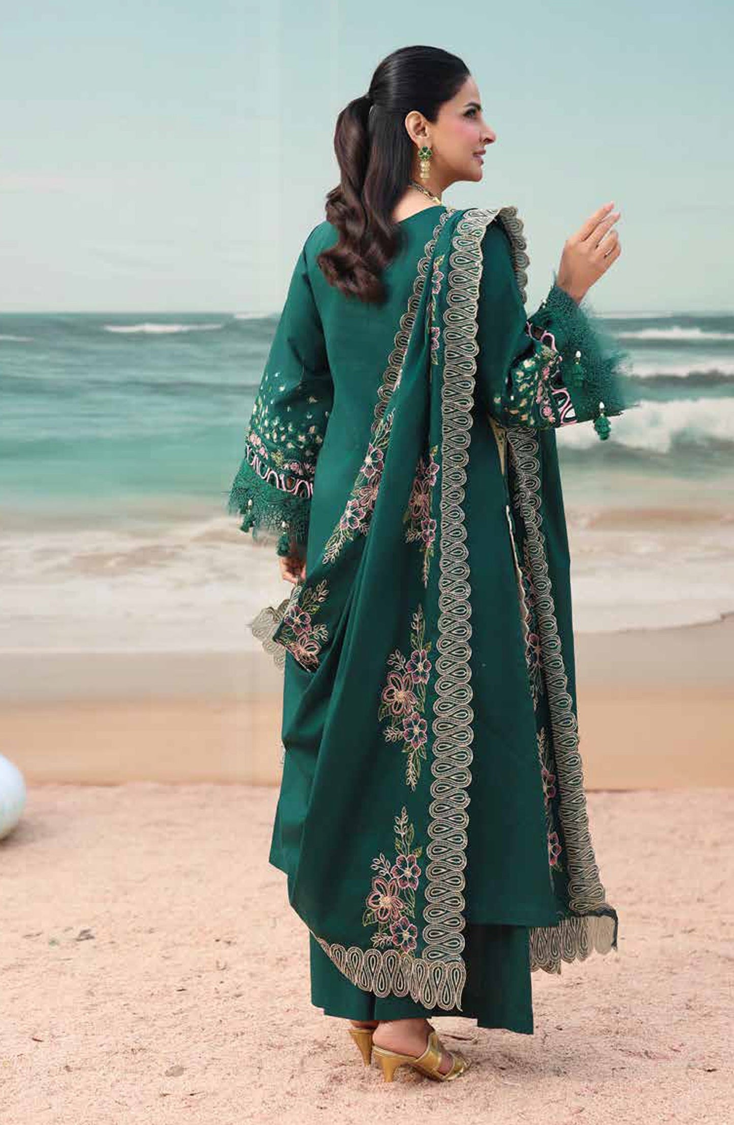 Monaco by Parishay Luxury Embroidered Lawn Unstitched 3 Piece Suit - MN-09 - PS26MNC - Green - Summer Collection