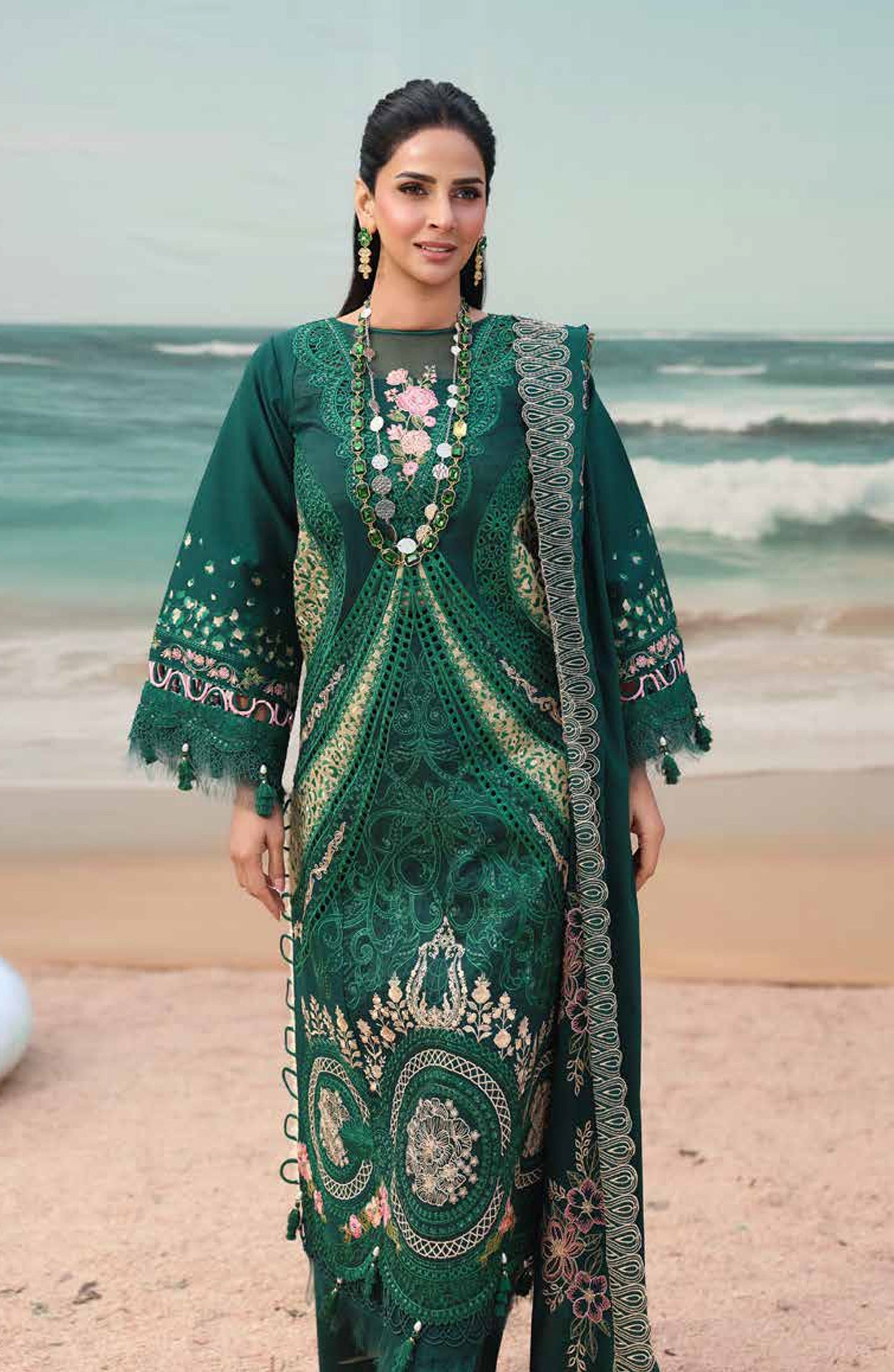 Monaco by Parishay Luxury Embroidered Lawn Unstitched 3 Piece Suit - MN-09 - PS26MNC - Green - Summer Collection