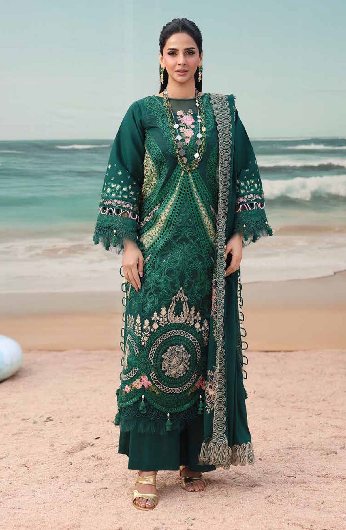 Monaco by Parishay Luxury Embroidered Lawn Unstitched 3 Piece Suit - MN-09 - PS26MNC - Green - Summer Collection
