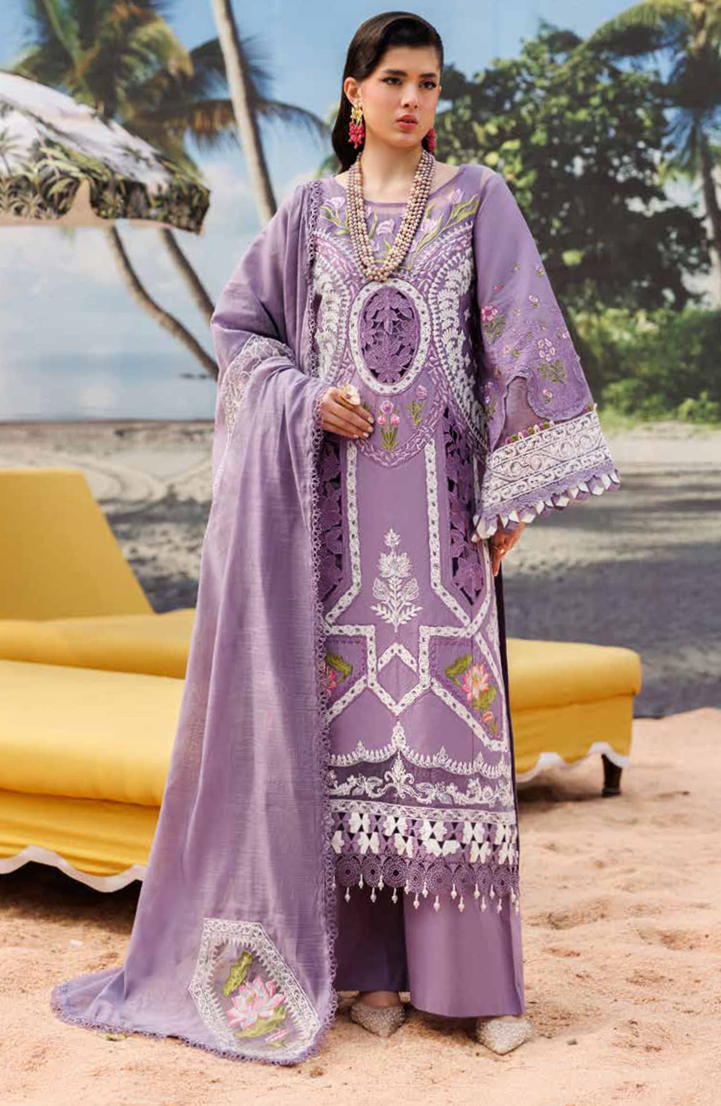 Monaco by Parishay Luxury Embroidered Lawn Unstitched 3 Piece Suit - MN-06 - PS26MNC - Purple - Summer Collection