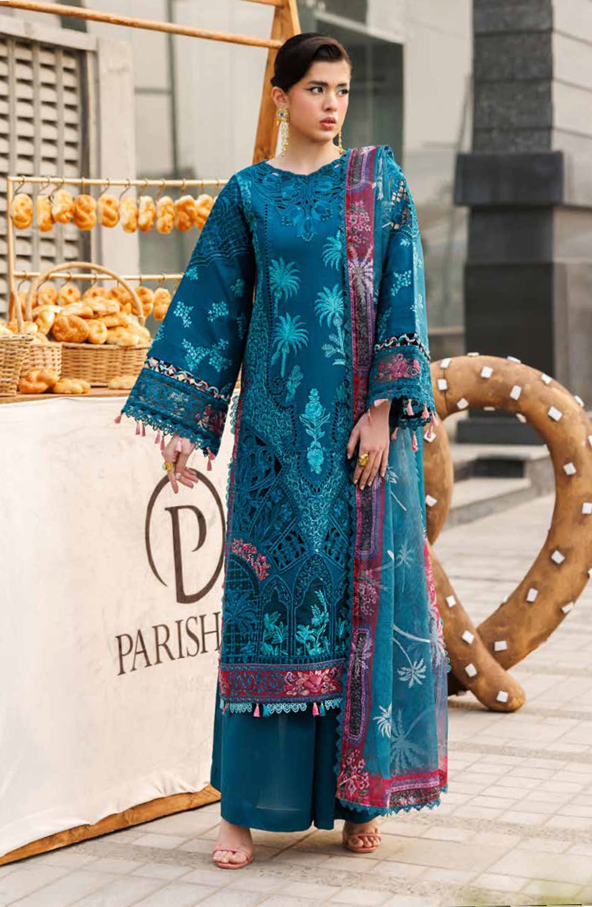 Monaco by Parishay Luxury Embroidered Lawn Unstitched 3 Piece Suit - MN-04 - PS26MNC - Blue - Summer Collection