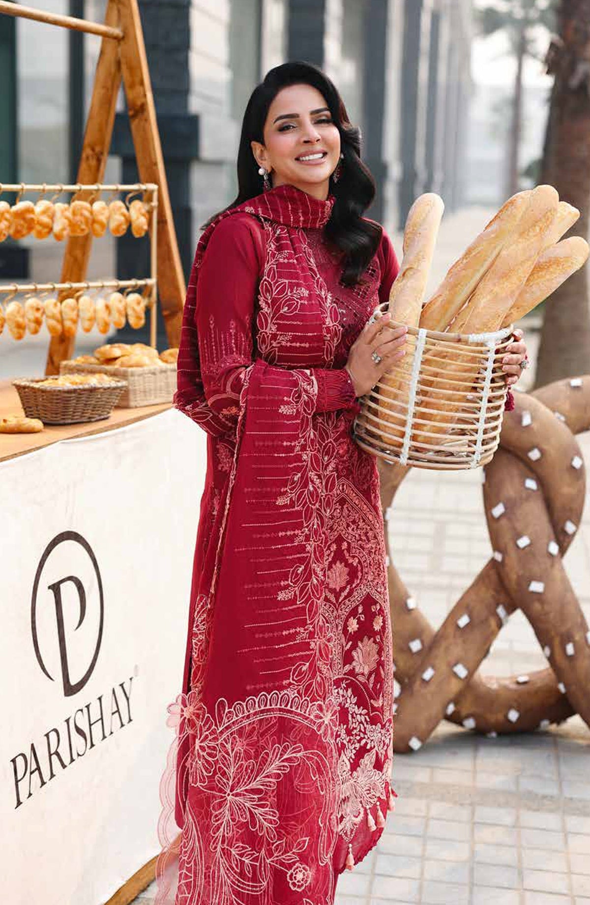 Monaco by Parishay Luxury Embroidered Lawn Unstitched 3 Piece Suit - MN-01 - PS26MNC - Red - Summer Collection
