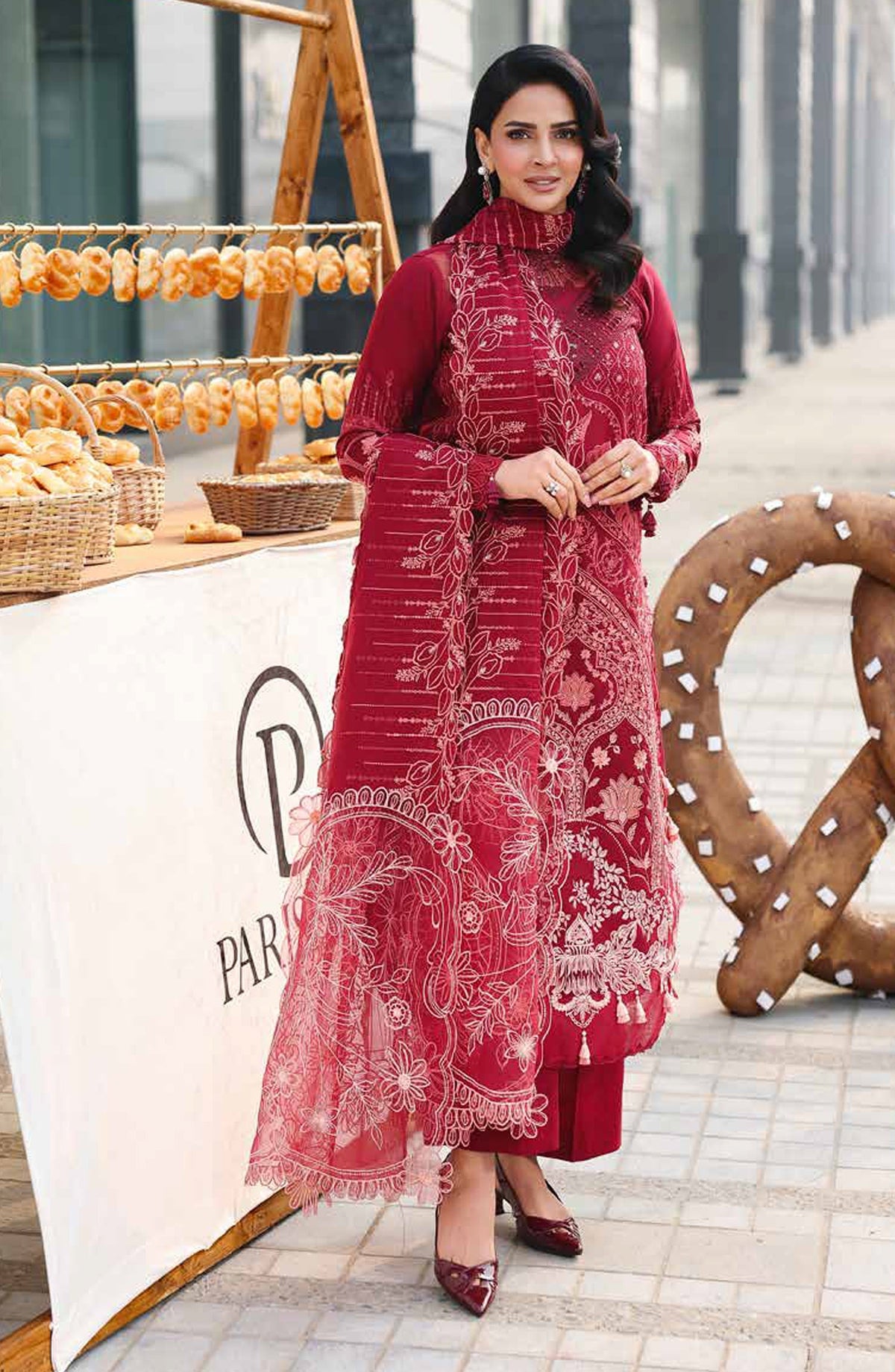 Monaco by Parishay Luxury Embroidered Lawn Unstitched 3 Piece Suit - MN-01 - PS26MNC - Red - Summer Collection