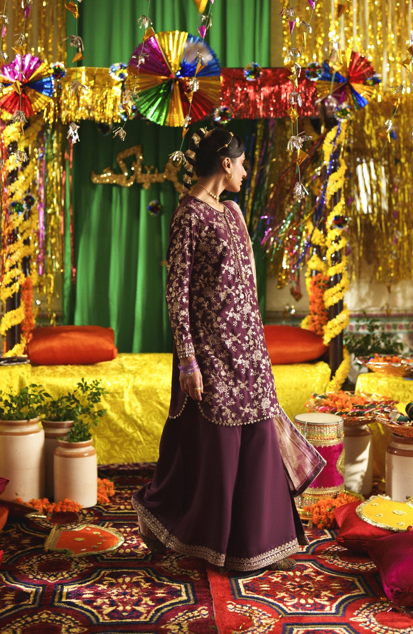 Casual Lite Mubarak Embroidered Silk Viscose Stitched 3 Piece Suit - 06 Mahgul - CL26MRK - Purple - Festive Collection