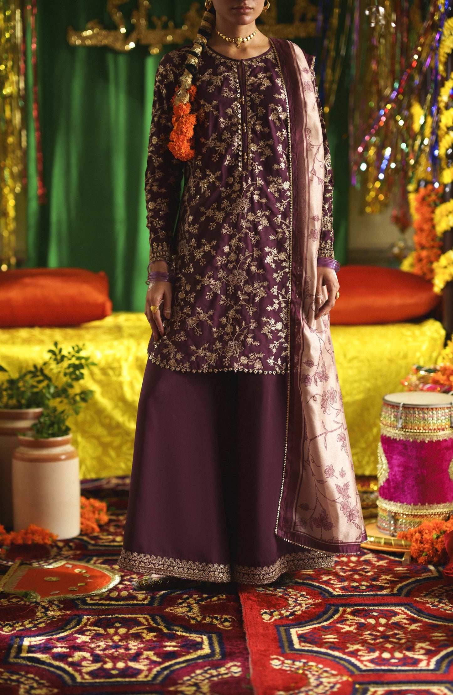 Casual Lite Mubarak Embroidered Silk Viscose Stitched 3 Piece Suit - 06 Mahgul - CL26MRK - Purple - Festive Collection