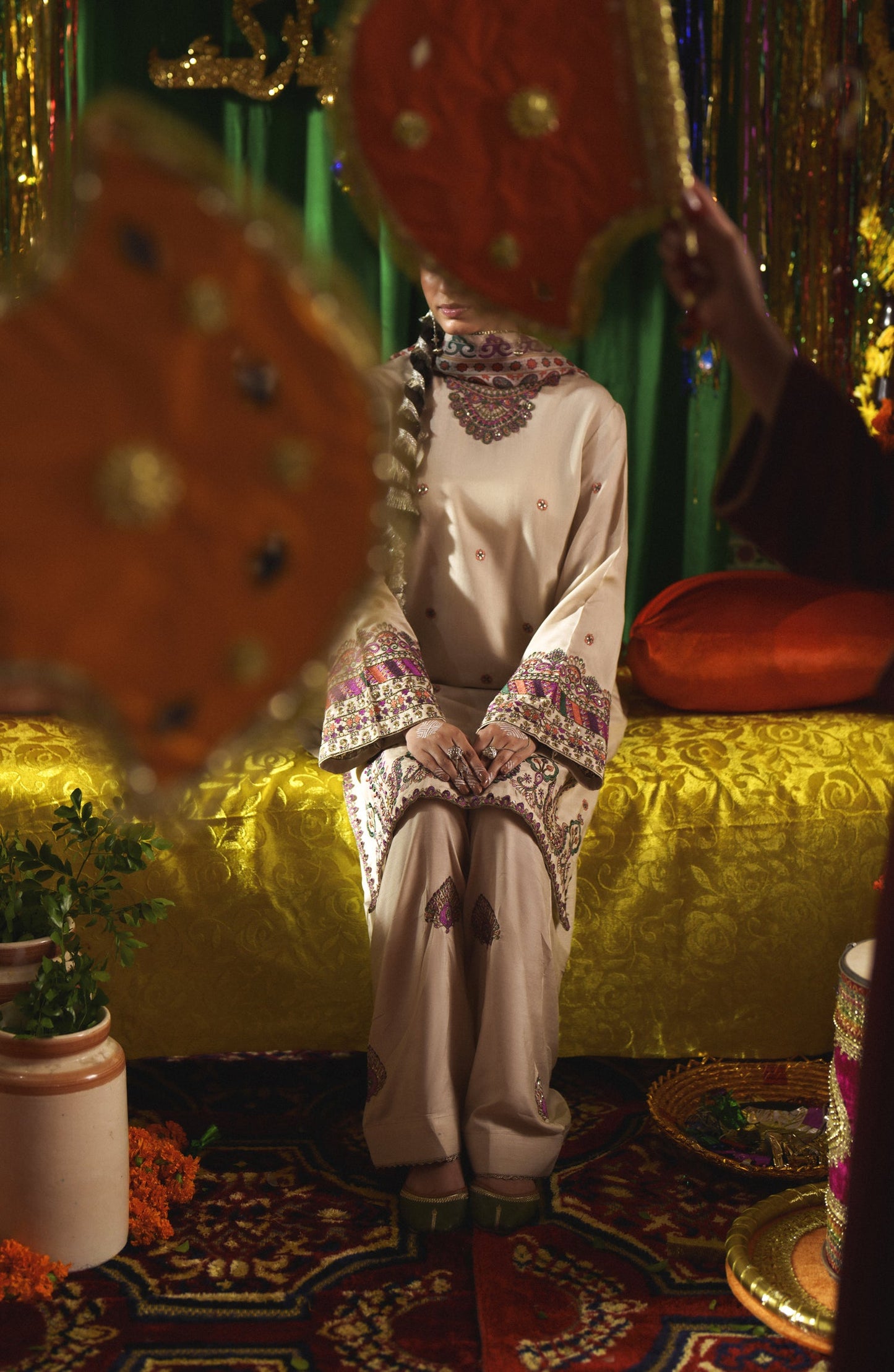 Casual Lite Mubarak Embroidered Silk Viscose Stitched 3 Piece Suit - 05 Sehar - CL26MRK - Fawn - Festive Collection