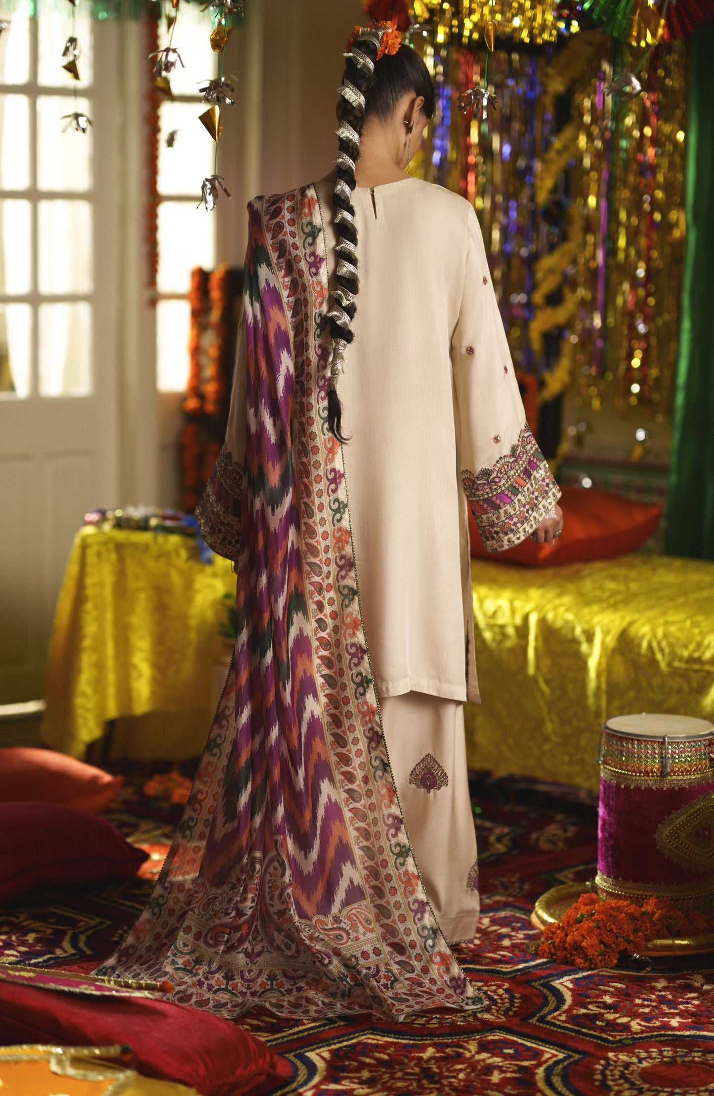 Casual Lite Mubarak Embroidered Silk Viscose Stitched 3 Piece Suit - 05 Sehar - CL26MRK - Fawn - Festive Collection