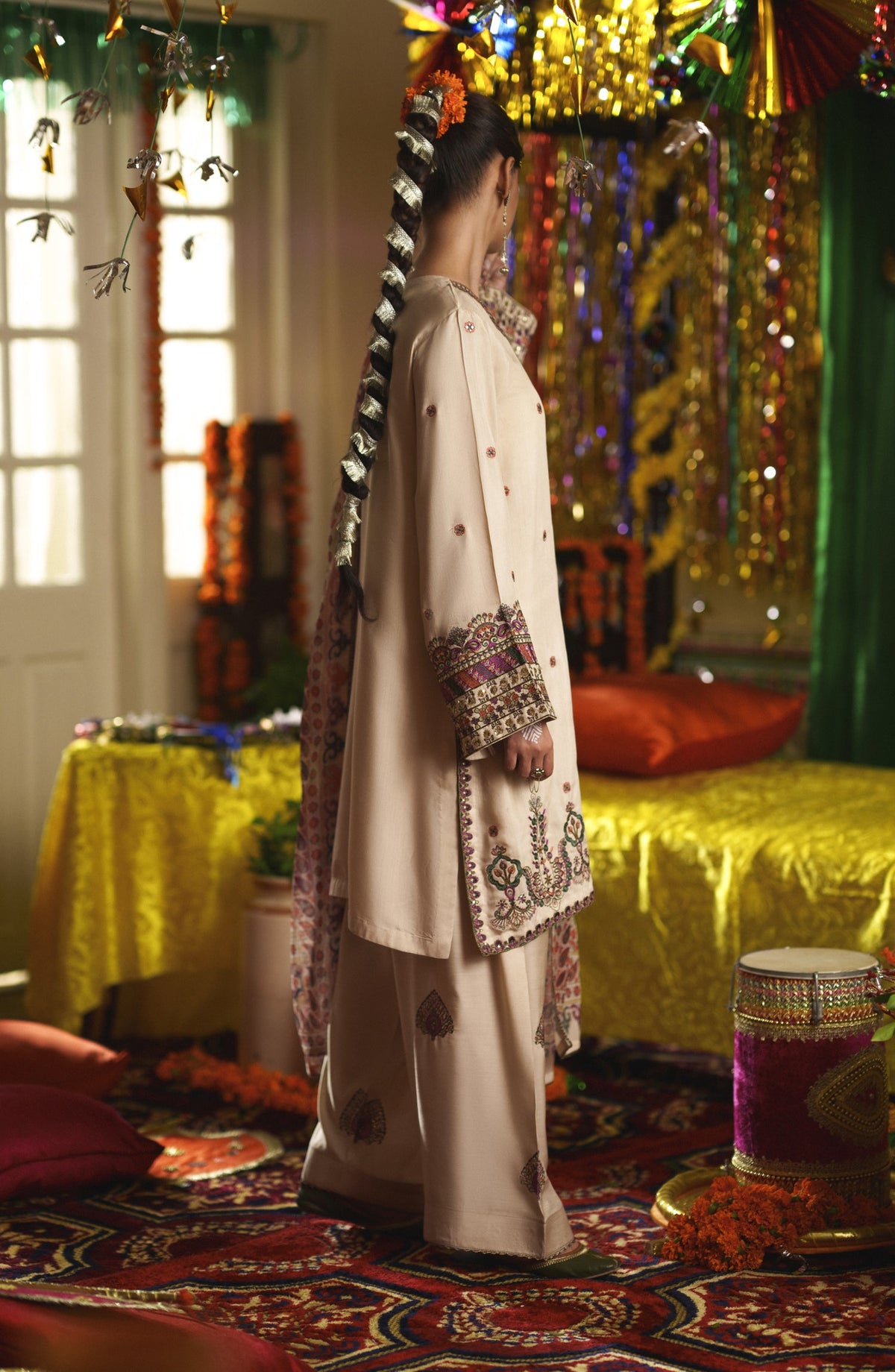 Casual Lite Mubarak Embroidered Silk Viscose Stitched 3 Piece Suit - 05 Sehar - CL26MRK - Fawn - Festive Collection
