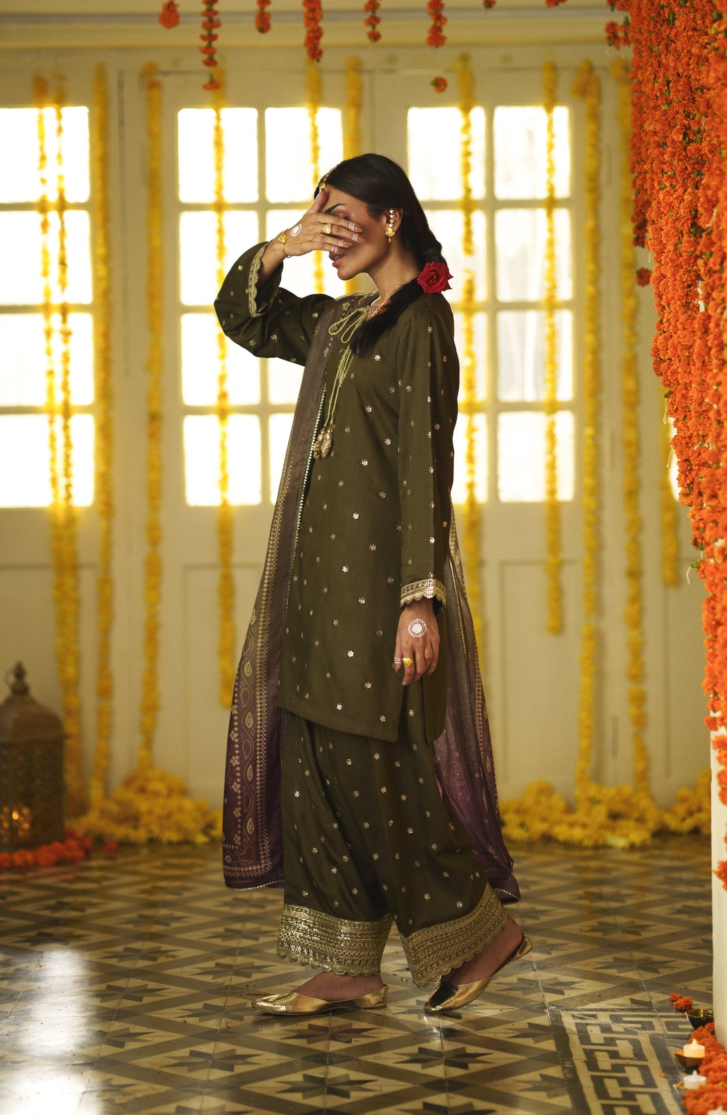Casual Lite Mubarak Embroidered Silk Viscose Stitched 3 Piece Suit - 03 Mehreen - CL26MRK - Green - Festive Collection
