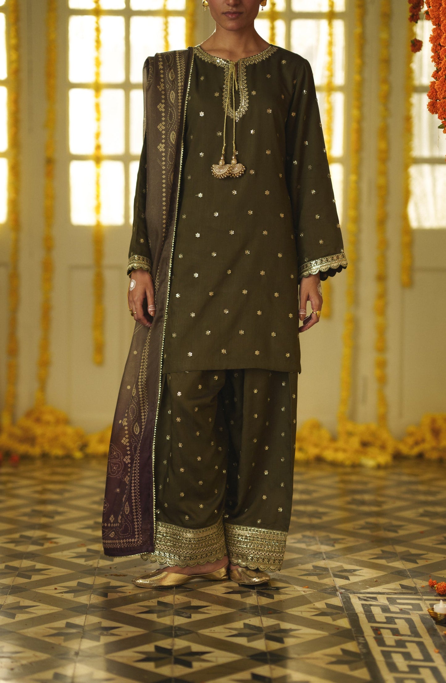 Casual Lite Mubarak Embroidered Silk Viscose Stitched 3 Piece Suit - 03 Mehreen - CL26MRK - Green - Festive Collection