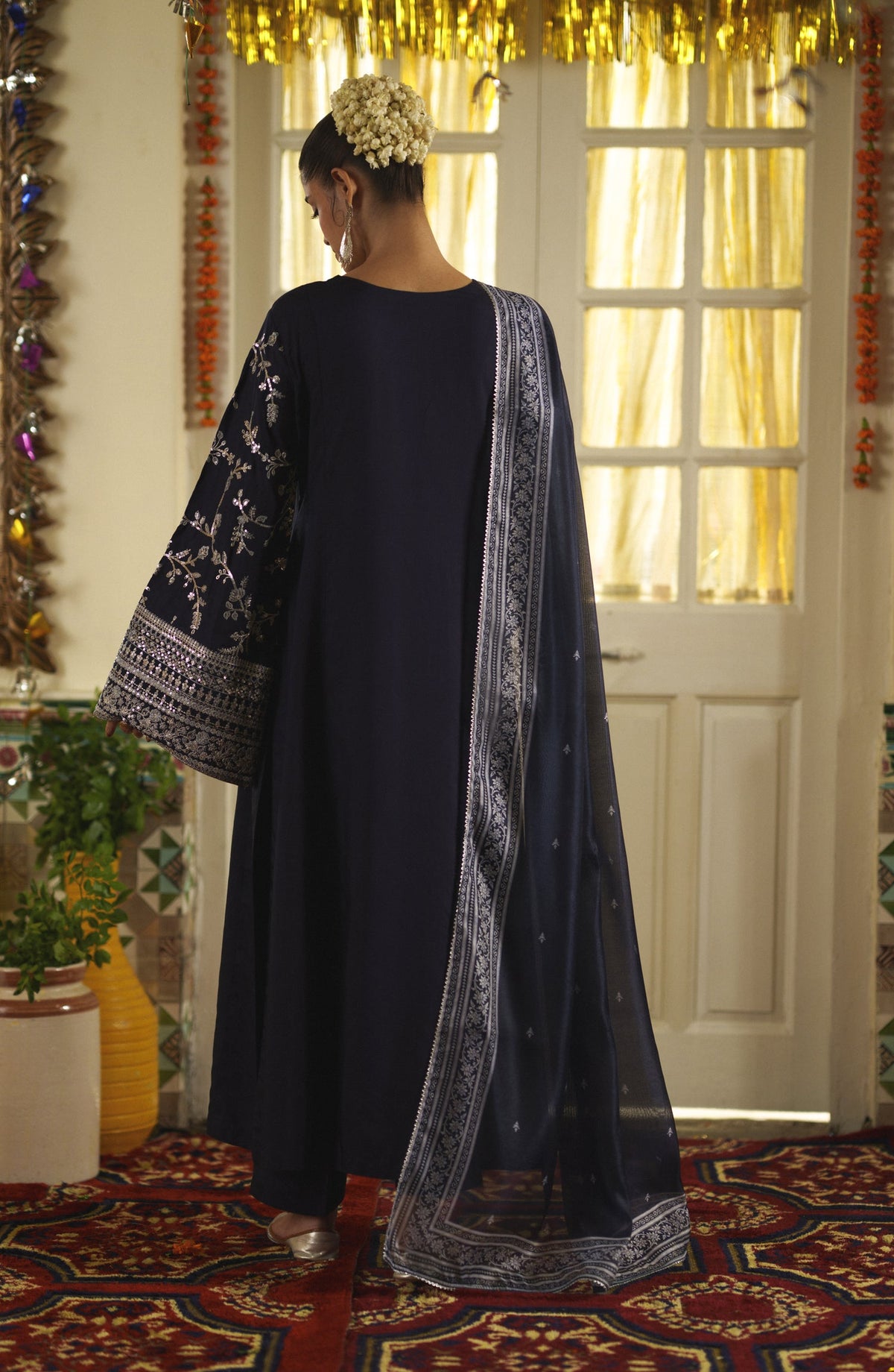 Casual Lite Mubarak Embroidered Silk Viscose Stitched 3 Piece Suit - 07 Sitara - CL26MRK - Blue - Festive Collection