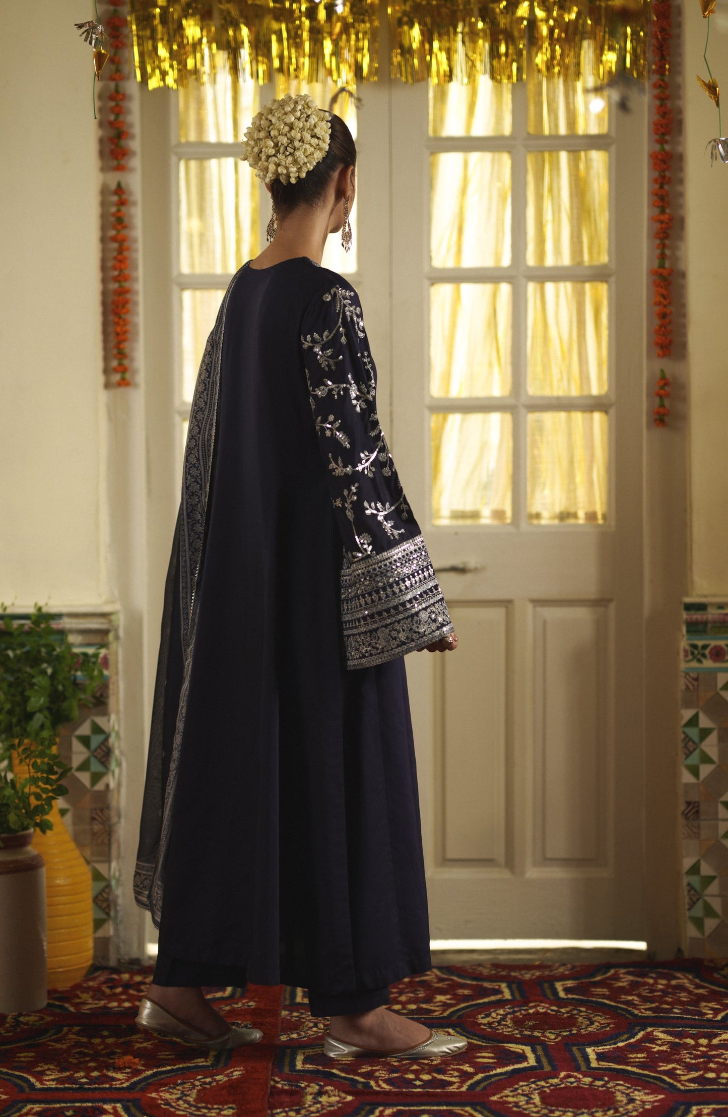 Casual Lite Mubarak Embroidered Silk Viscose Stitched 3 Piece Suit - 07 Sitara - CL26MRK - Blue - Festive Collection