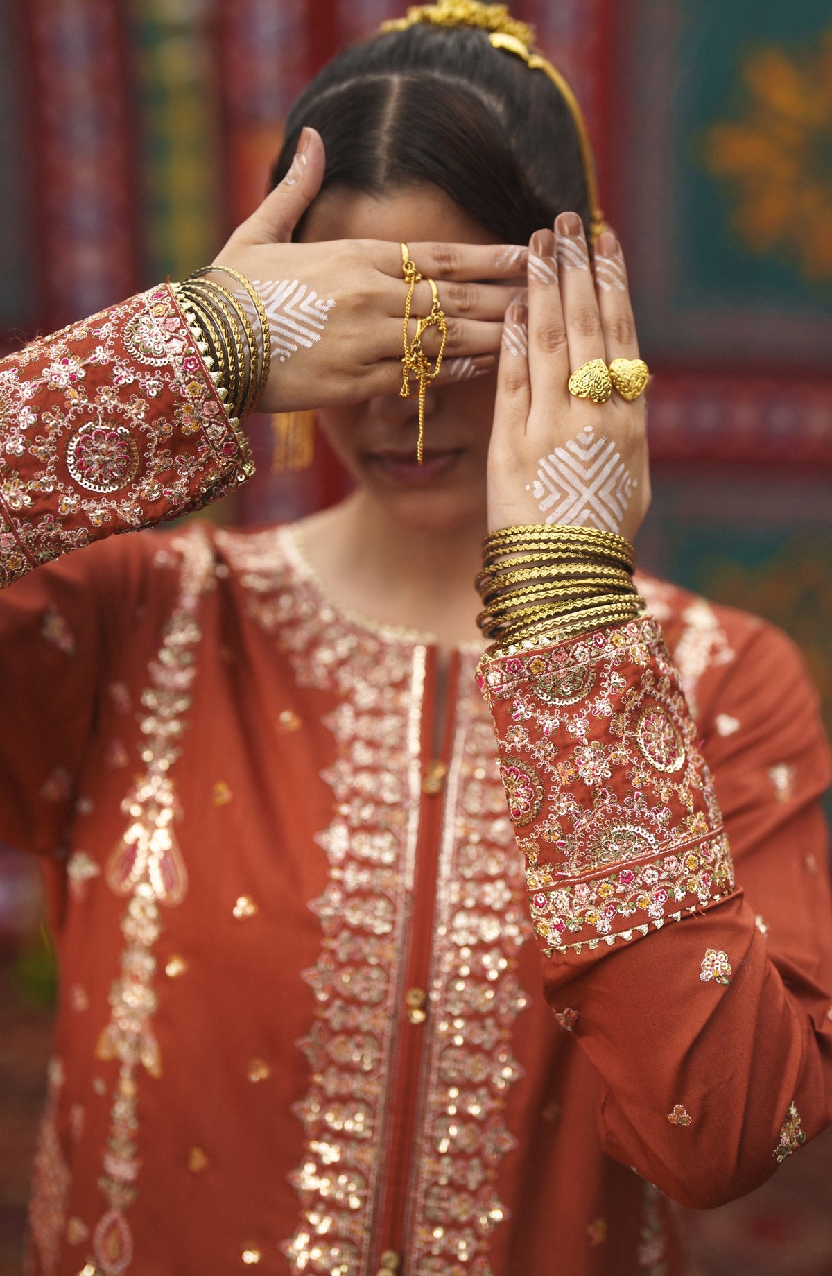 Casual Lite Mubarak Embroidered Silk Viscose Stitched 3 Piece Suit - 01 Gulnaar - CL26MRK - Orange - Festive Collection