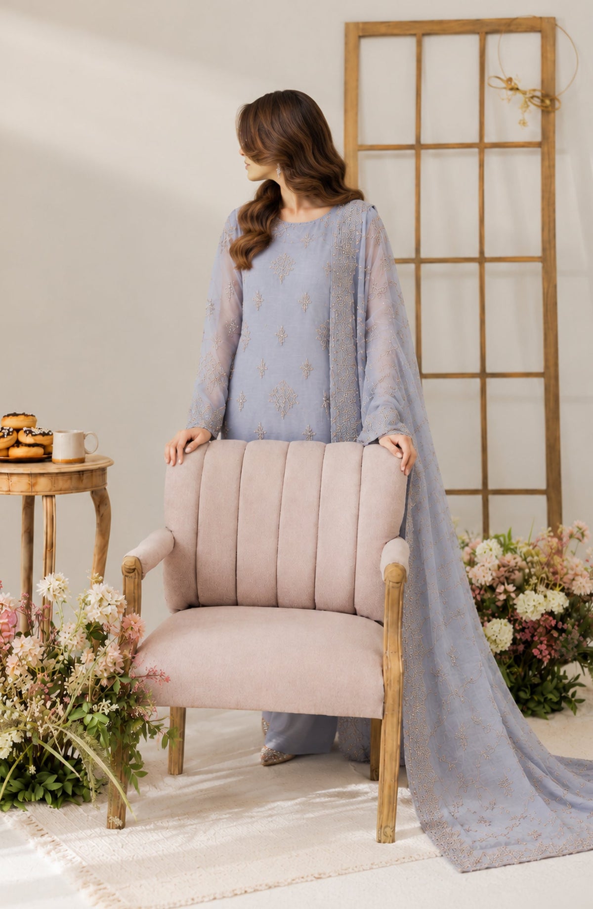 Muse by Amna Khadija Embroidered Silk Unstitched 3 Piece Suit - AKMF-17 - AM26MST - Blue - Formal Collection