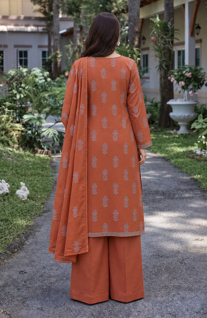 Muse by Amna Khadija Embroidered Cambric Unstitched 3 Piece Suit - AKMF-12 - AM26MSE - Orange - Formals Collection