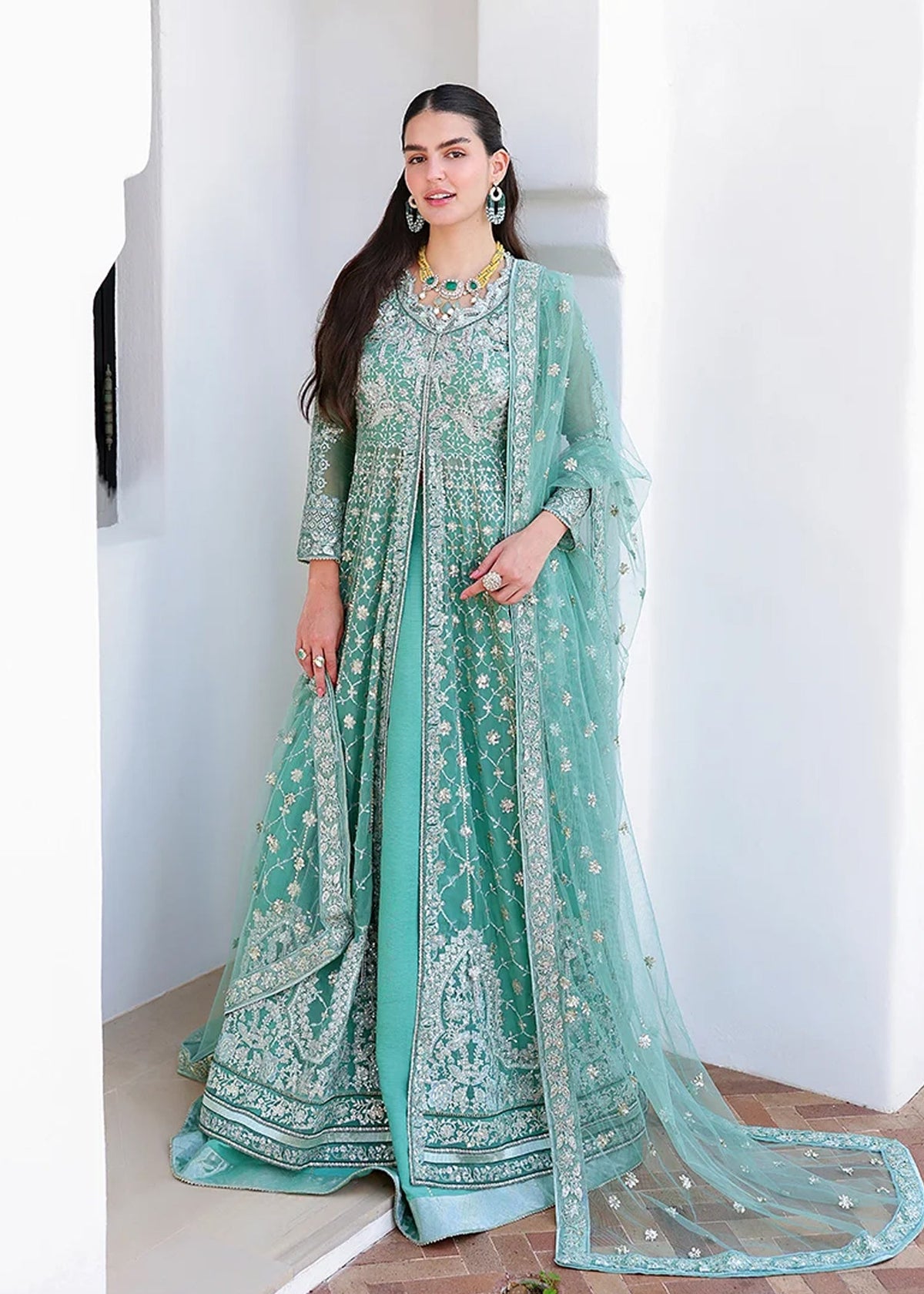 Mushq Bachelorette Chronicles Embroidered Chiffon Unstitched 3 Piece Suit - 10 Dazzling Diva - MQ26BC - Green - Luxury Collection