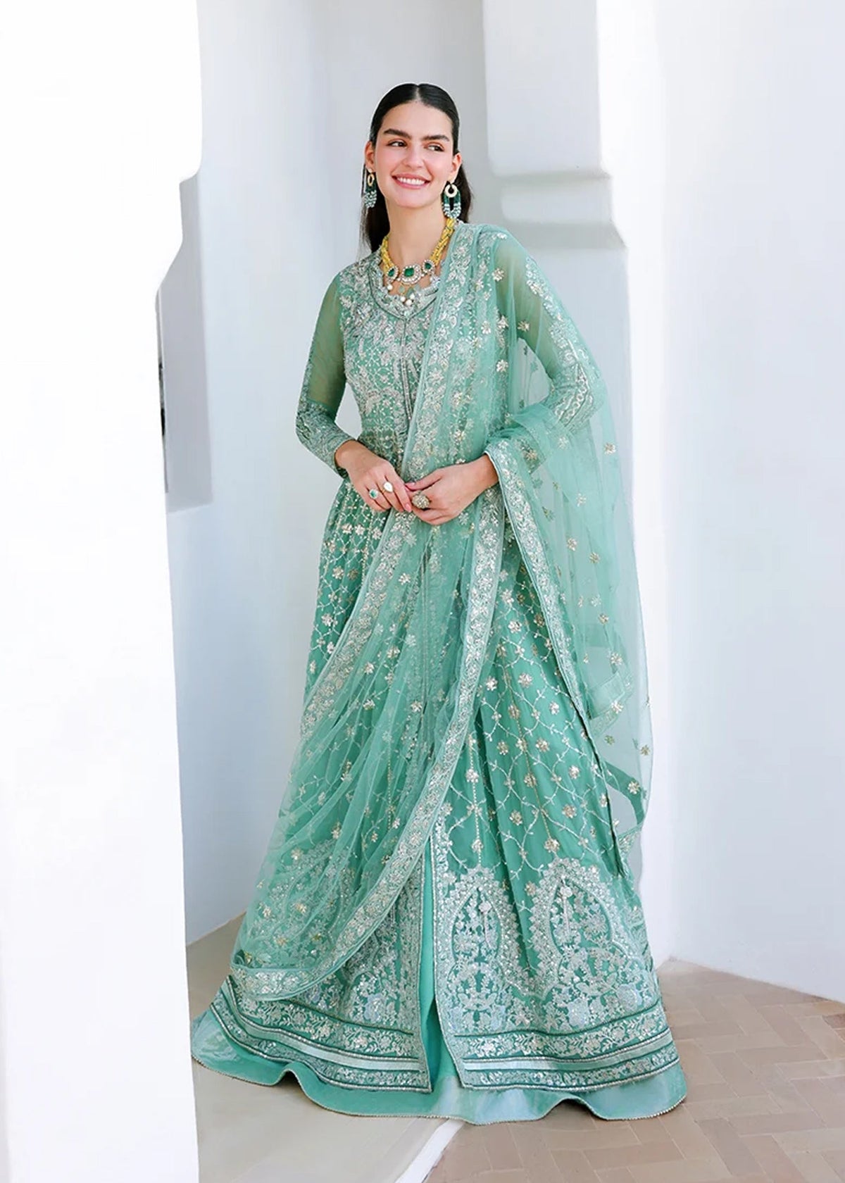 Mushq Bachelorette Chronicles Embroidered Chiffon Unstitched 3 Piece Suit - 10 Dazzling Diva - MQ26BC - Green - Luxury Collection