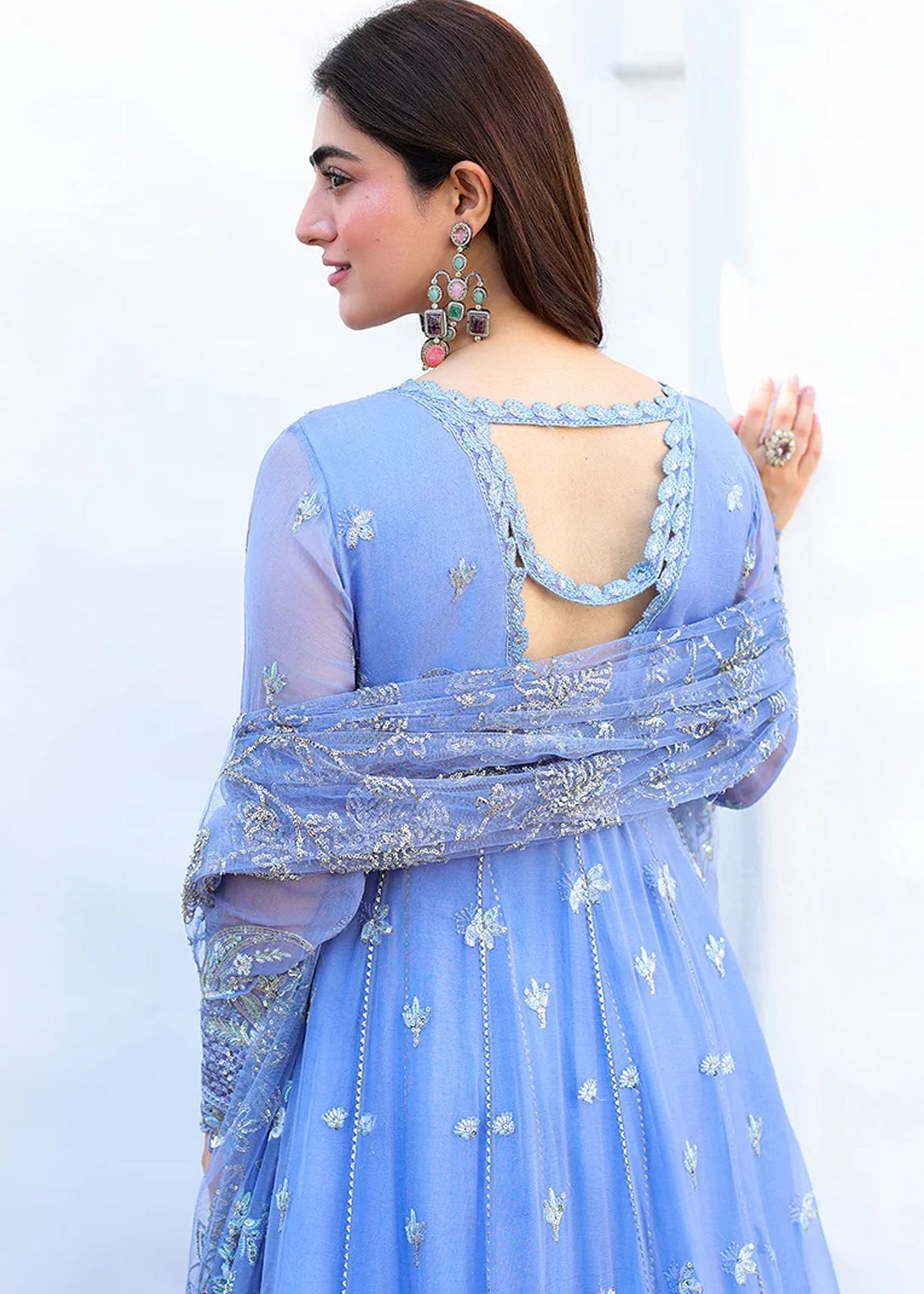 Mushq Bachelorette Chronicles Embroidered Chiffon Unstitched 3 Piece Suit - 09 Blushing Bride - MQ26BC - Blue - Luxury Collection