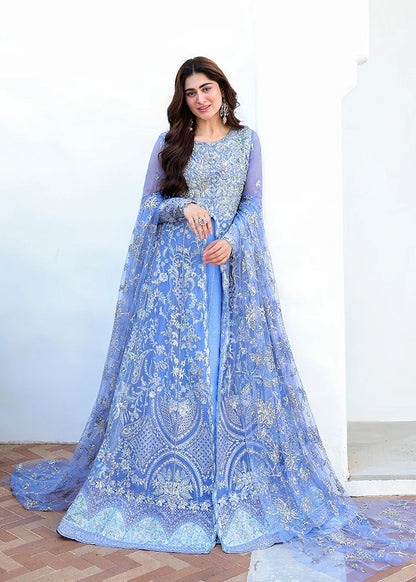Mushq Bachelorette Chronicles Embroidered Chiffon Unstitched 3 Piece Suit - 09 Blushing Bride - MQ26BC - Blue - Luxury Collection