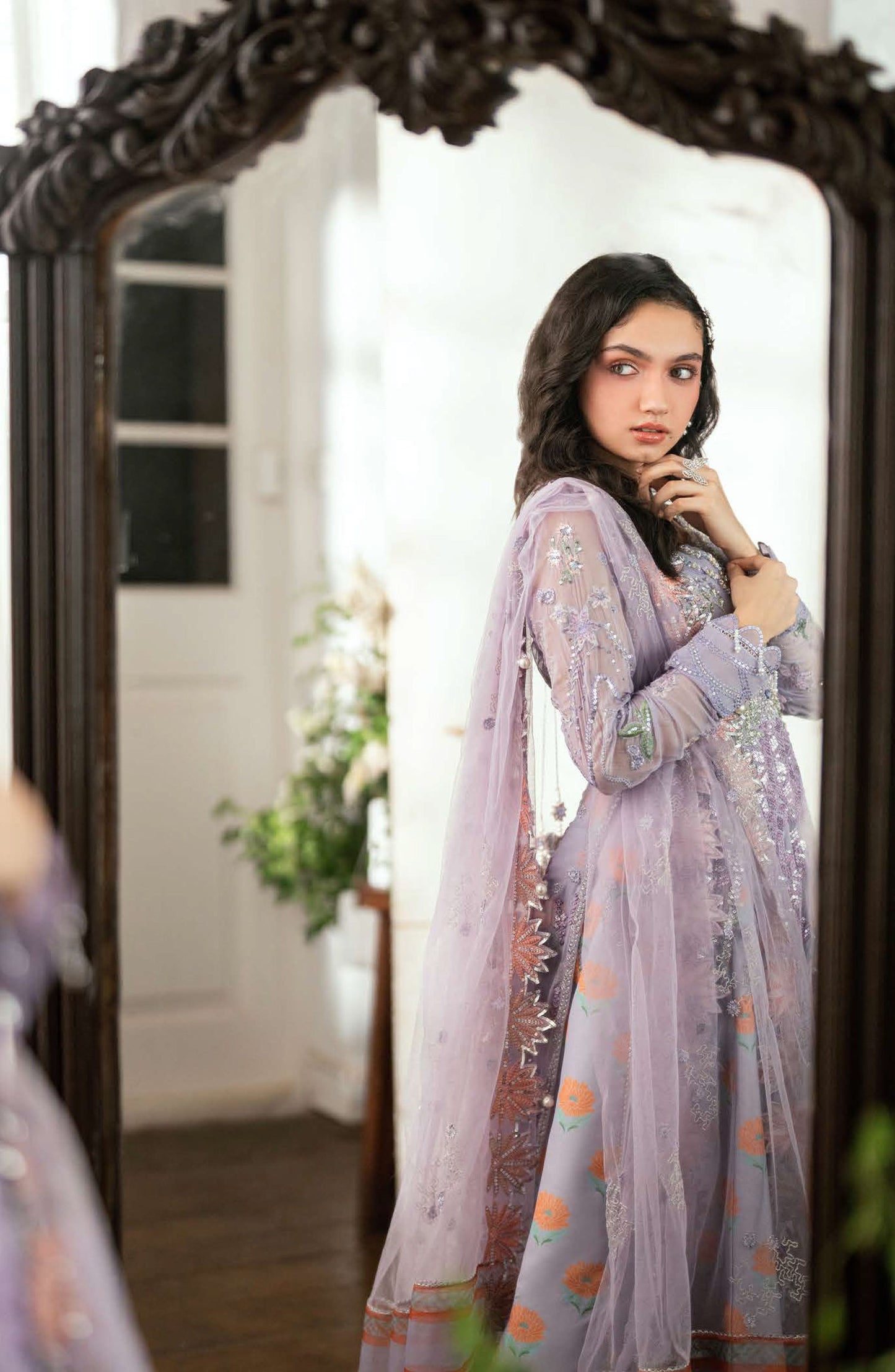 Mushq Shaam Shandar Embroidered Chiffon Unstitched 3 Piece Suit - Munch2501010 Rangeela Rang - MQ25SHM - Purple - Wedding Collection