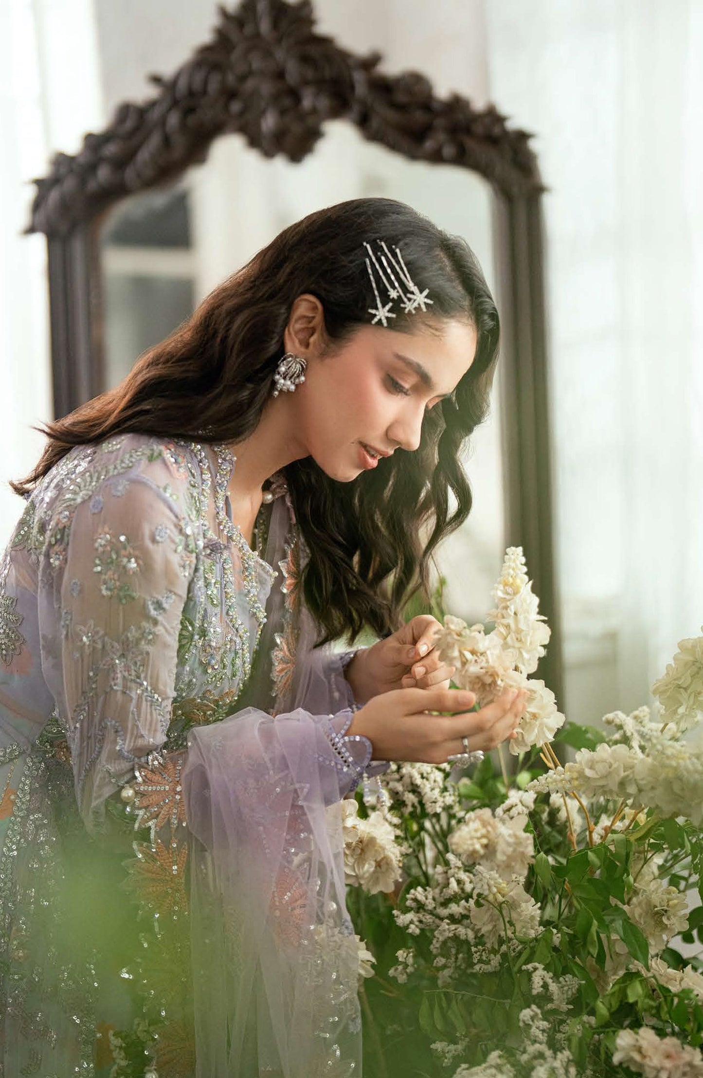 Mushq Shaam Shandar Embroidered Chiffon Unstitched 3 Piece Suit - Munch2501010 Rangeela Rang - MQ25SHM - Purple - Wedding Collection