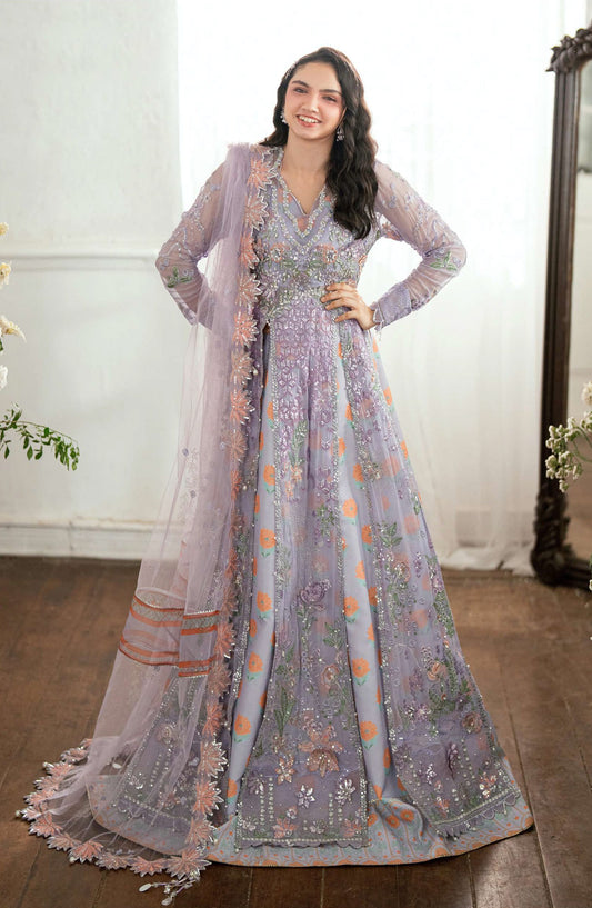 Mushq Shaam Shandar Embroidered Chiffon Unstitched 3 Piece Suit - Munch2501010 Rangeela Rang - MQ25SHM - Purple - Wedding Collection