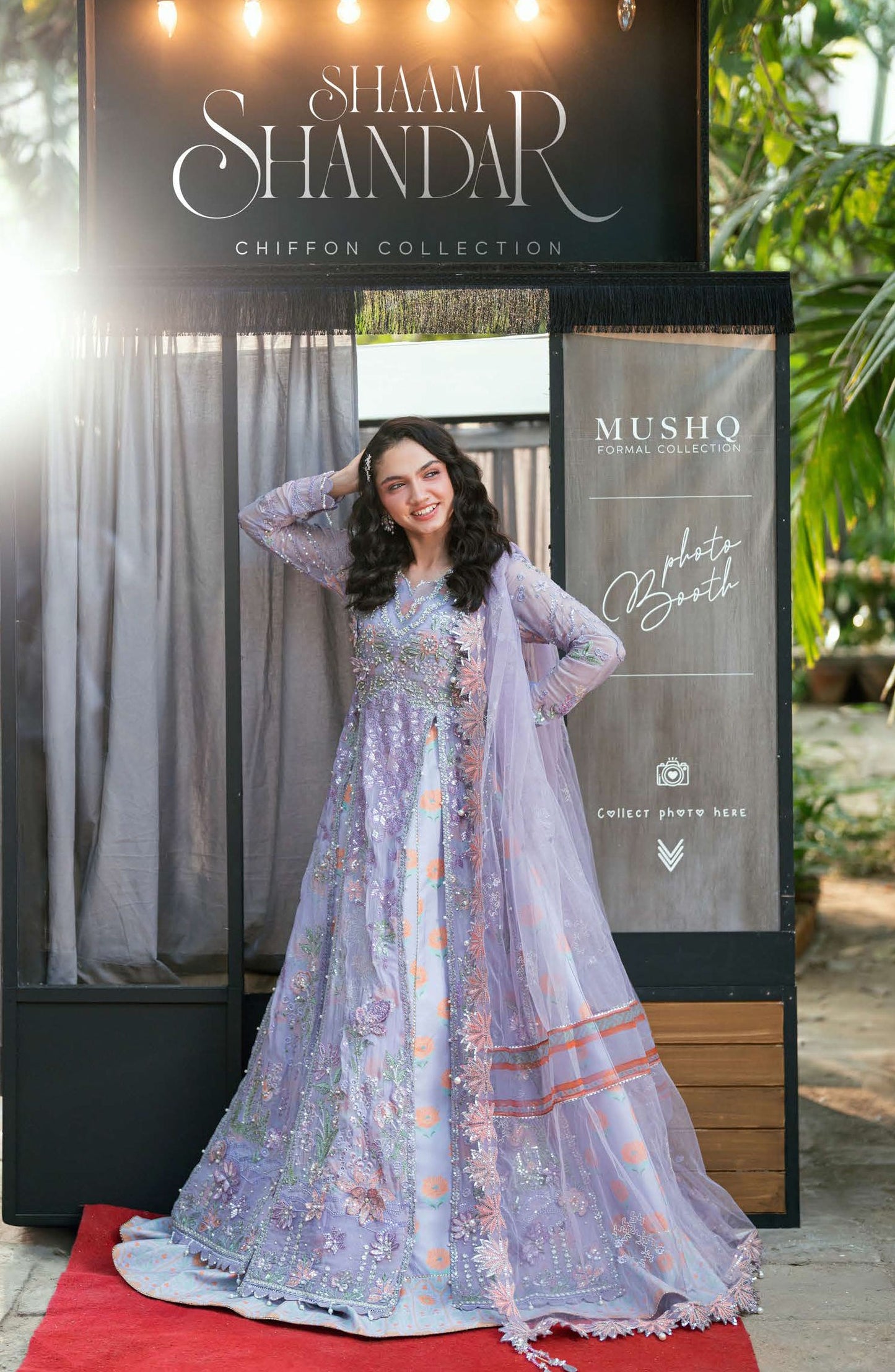Mushq Shaam Shandar Embroidered Chiffon Unstitched 3 Piece Suit - Munch2501010 Rangeela Rang - MQ25SHM - Purple - Wedding Collection