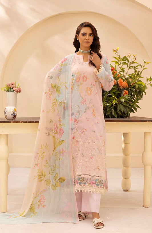 NUR Prints by Embroidered Lawn Unstitched 3 Piece Suit - N-137 - AK26NRP - Pink - Summer Collection