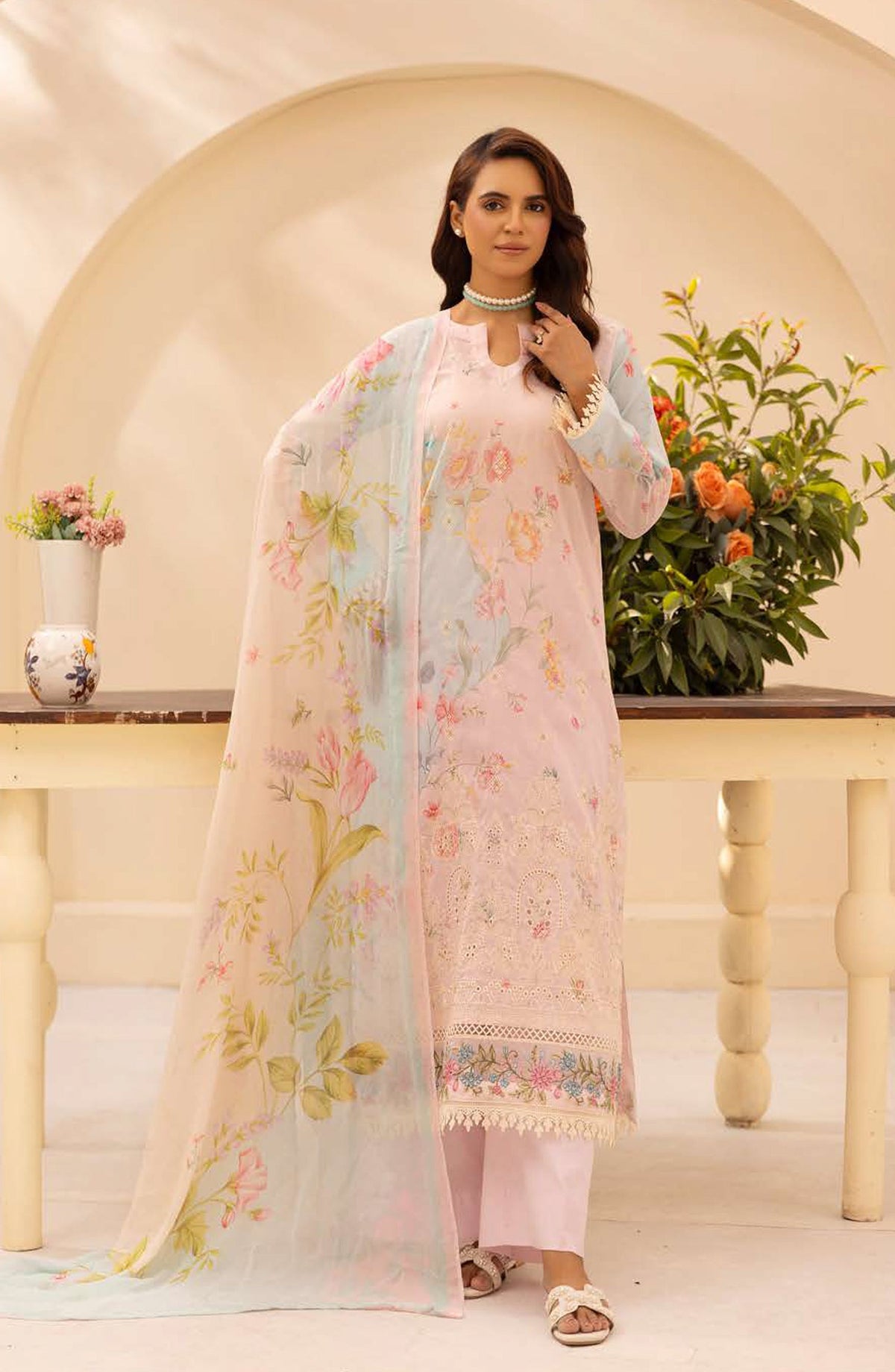 NUR Prints by Embroidered Lawn Unstitched 3 Piece Suit - N-137 - AK26NRP - Pink - Summer Collection