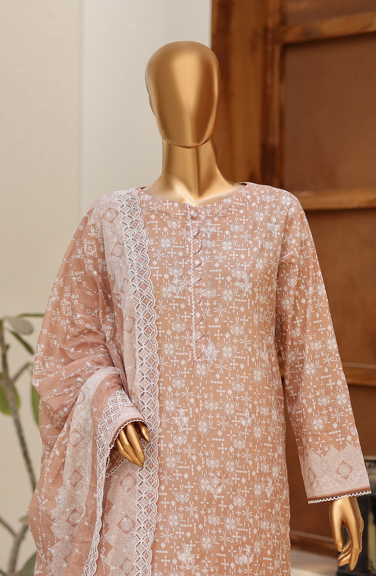 Nakshkari by HZ Textile Embroidered Lawn Unstitched 3 Piece Suit - D-02 - HZ26NAK - Rust - Summer Collection