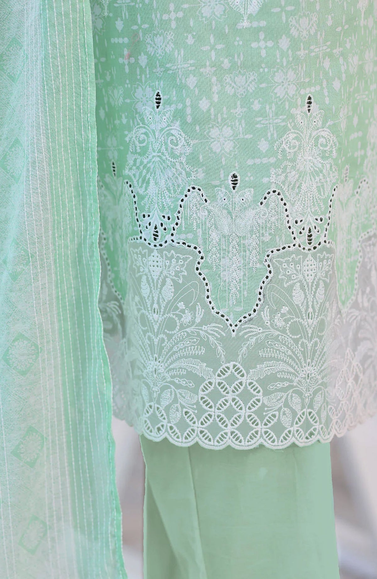 Nakshkari by HZ Textiles Embroidered Lawn Unstitched 3 Piece Suit - D-03 - HZ26KRI - Sea Green - Festive Collection