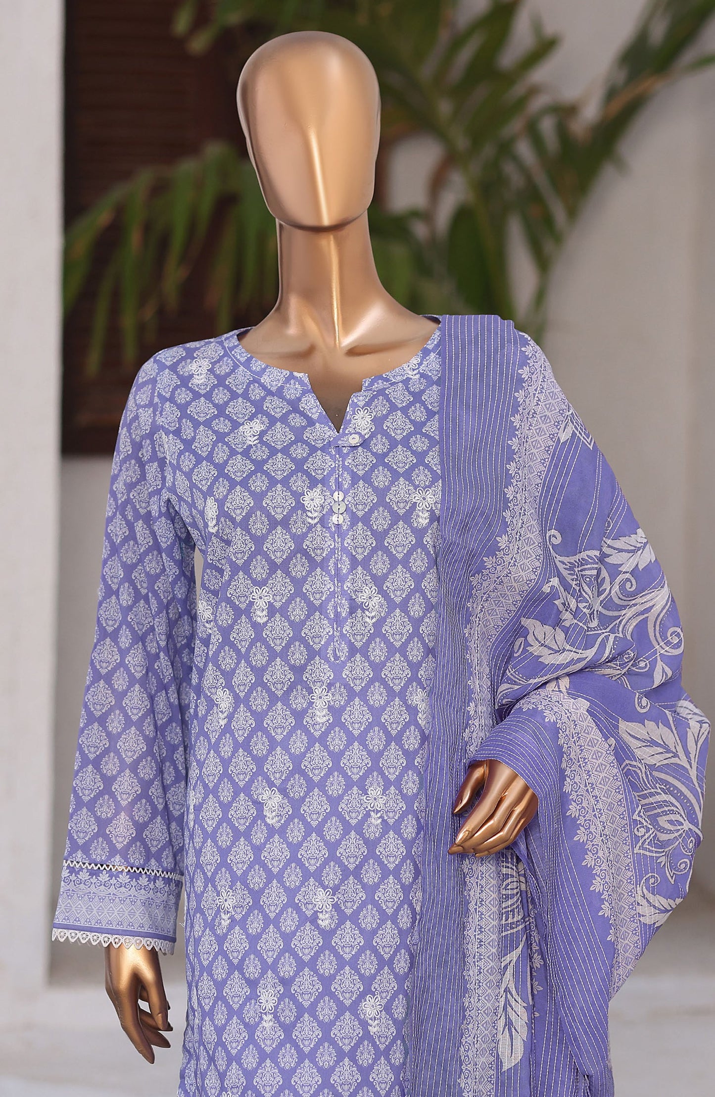 Nakshkari by HZ Textiles Embroidered Lawn Unstitched 3 Piece Suit - D-01 - HZ26KRI - Blue - Festive Collection