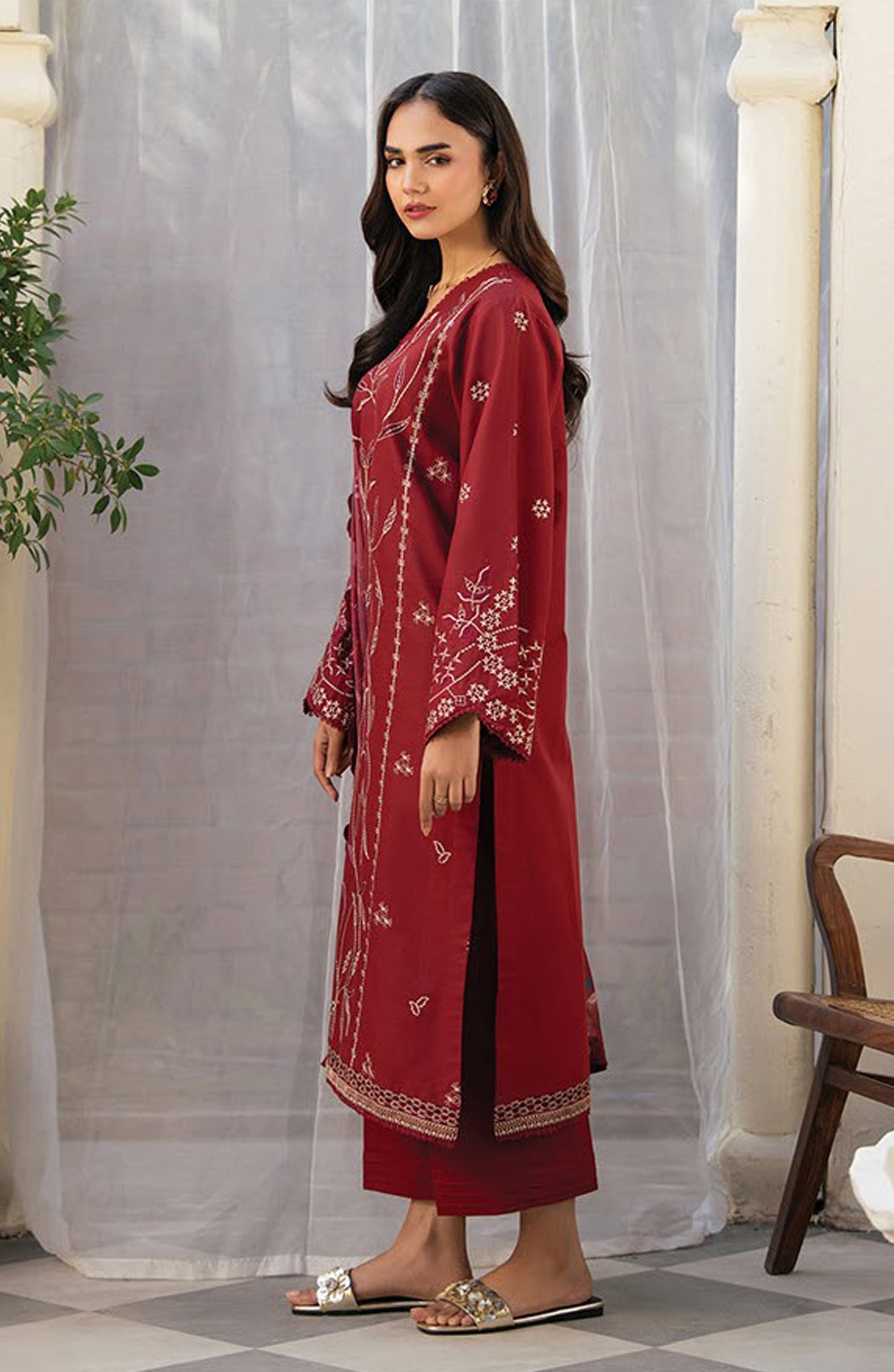 Namah by Xenia Embroidered Lawn Unstitched 3 Piece Suit - AIF - XF26NM - Red - Summer Collection