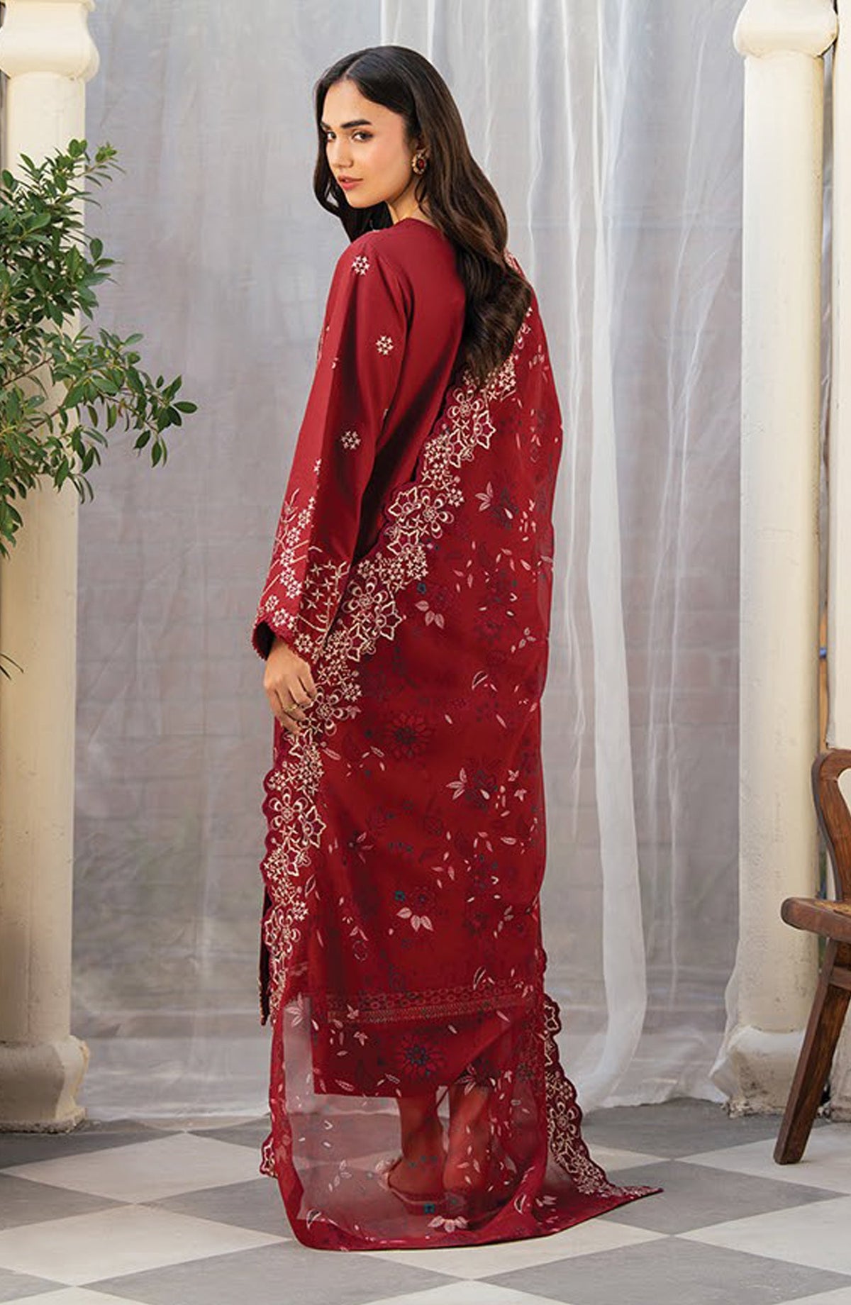 Namah by Xenia Embroidered Lawn Unstitched 3 Piece Suit - AIF - XF26NM - Red - Summer Collection