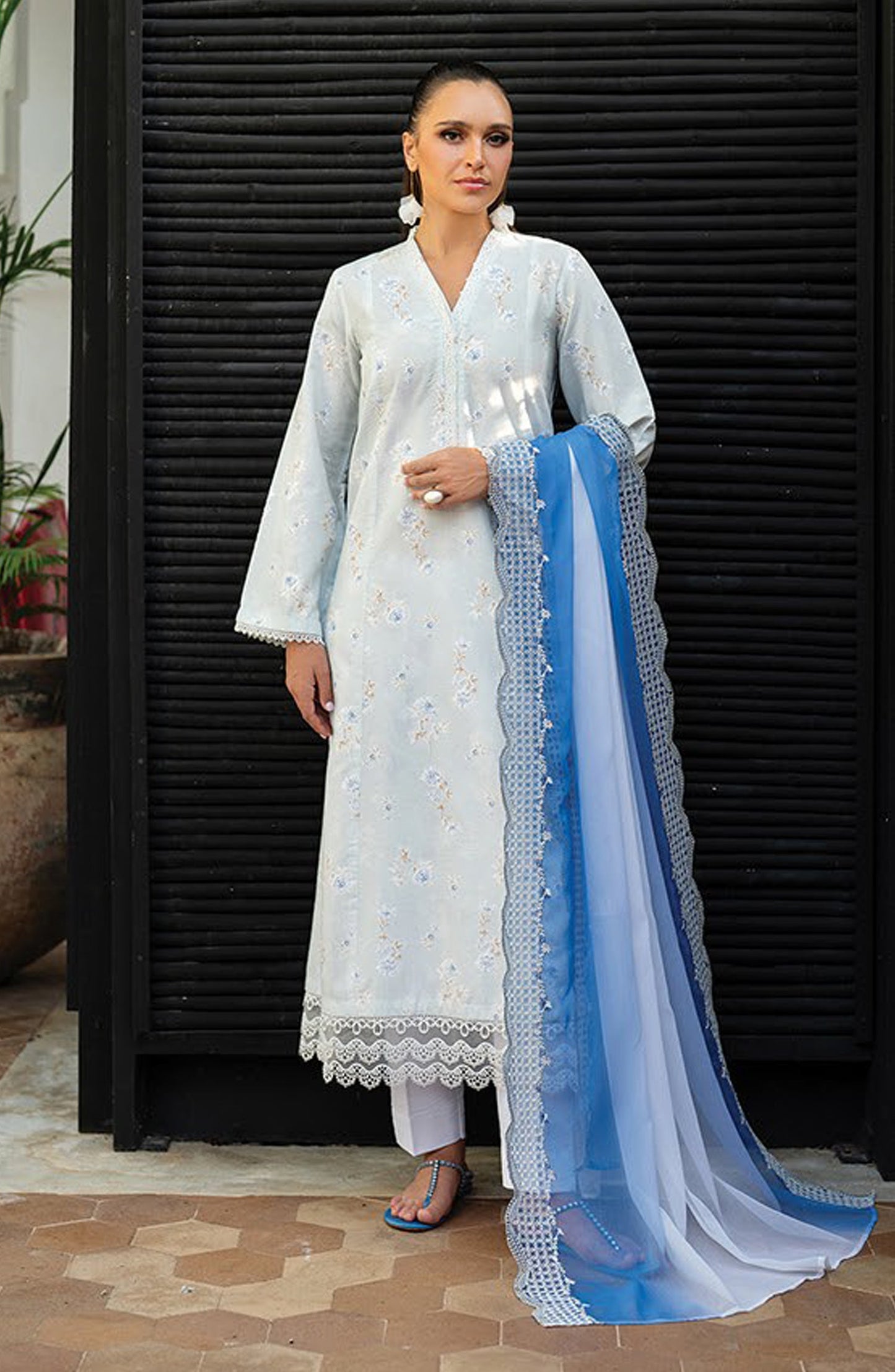 Namah by Xenia Embroidered Lawn Unstitched 3 Piece Suit - LISSE - XF26NM - Sky Blue - Summer Collection