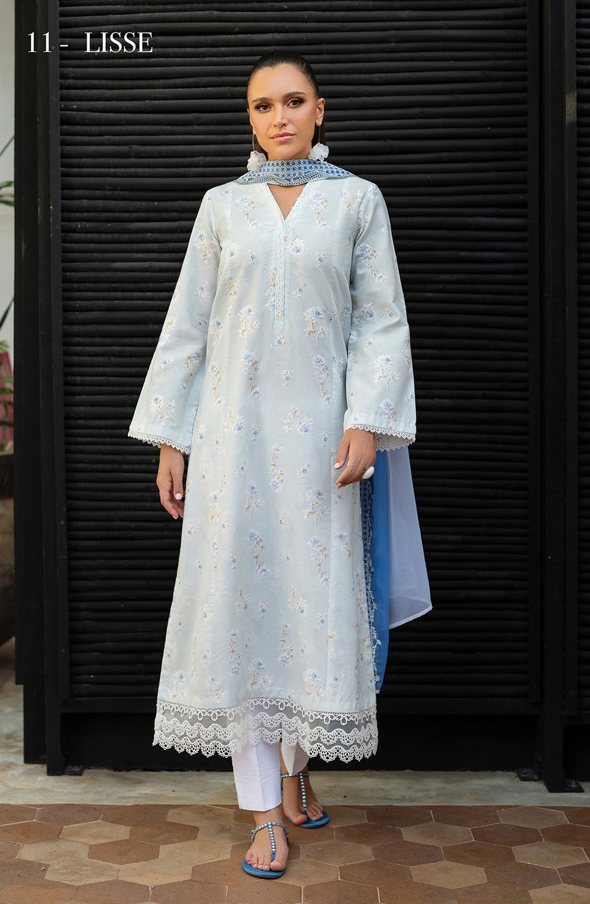 Namah by Xenia Embroidered Lawn Unstitched 3 Piece Suit - LISSE - XF26NM - Sky Blue - Summer Collection