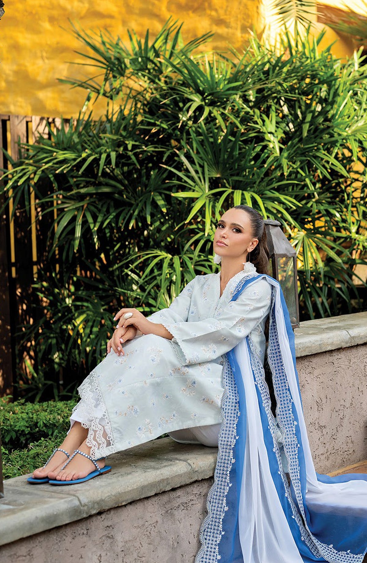 Namah by Xenia Embroidered Lawn Unstitched 3 Piece Suit - LISSE - XF26NM - Sky Blue - Summer Collection
