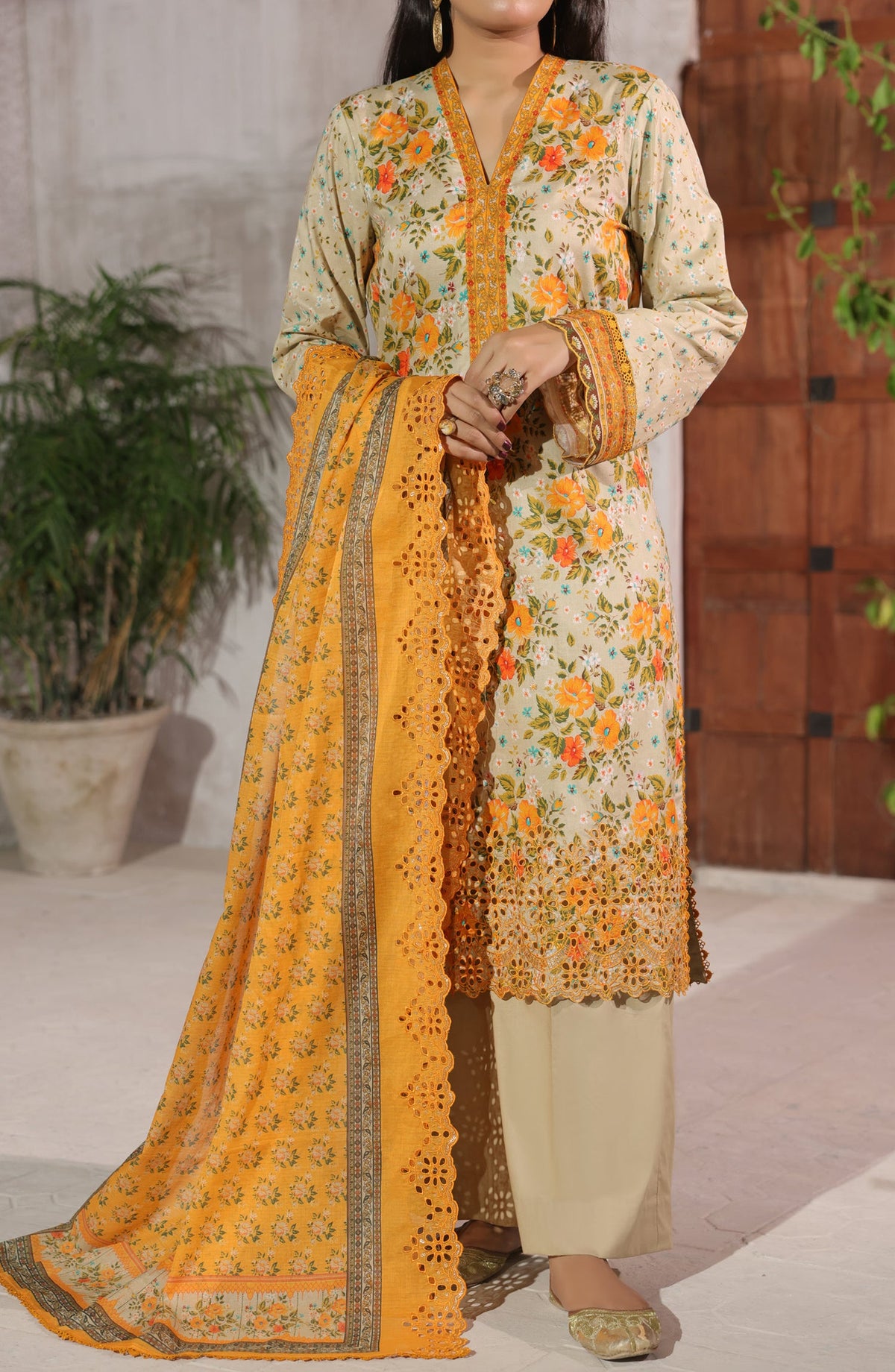 Naqsh by VS Textile Embroidered Chikankari Unstitched 3 Piece Suit - D-692 - VS26NQS - Mustard - Summer Collection