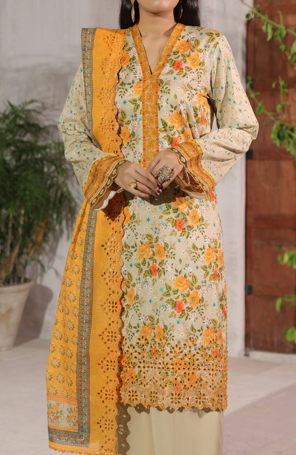 Naqsh by VS Textile Embroidered Chikankari Unstitched 3 Piece Suit - D-692 - VS26NQS - Mustard - Summer Collection