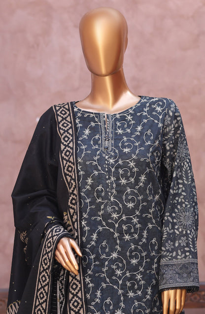 Naubahar by HZ Textiles Embroidered Lawn Unstitched 3 Piece Suit - D-05 - HZ26BIHR - Black - Festive Collection