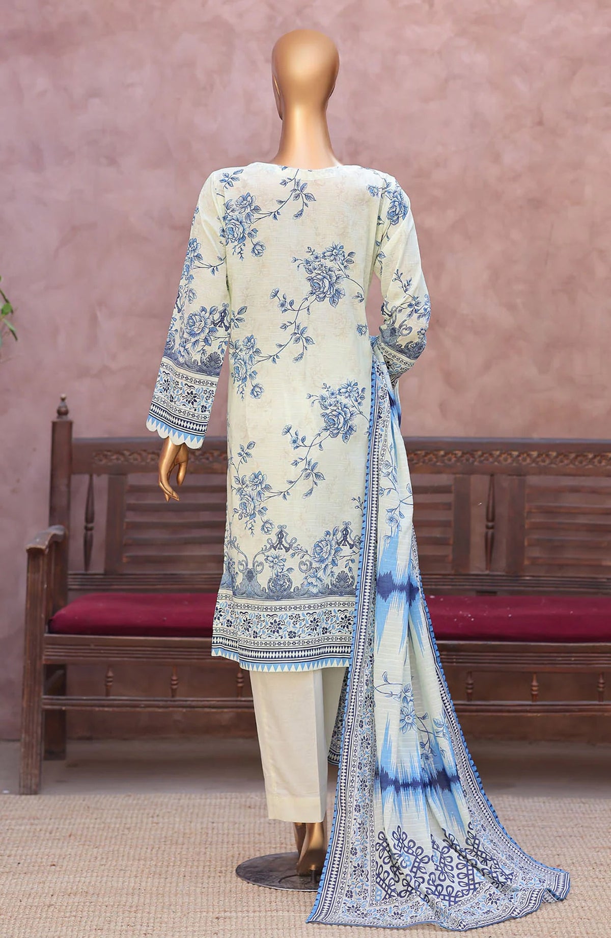 Naubahar by HZ Textiles Embroidered Lawn Unstitched 3 Piece Suit - D-03 - HZ26BIHR - Blue - Festive Collection