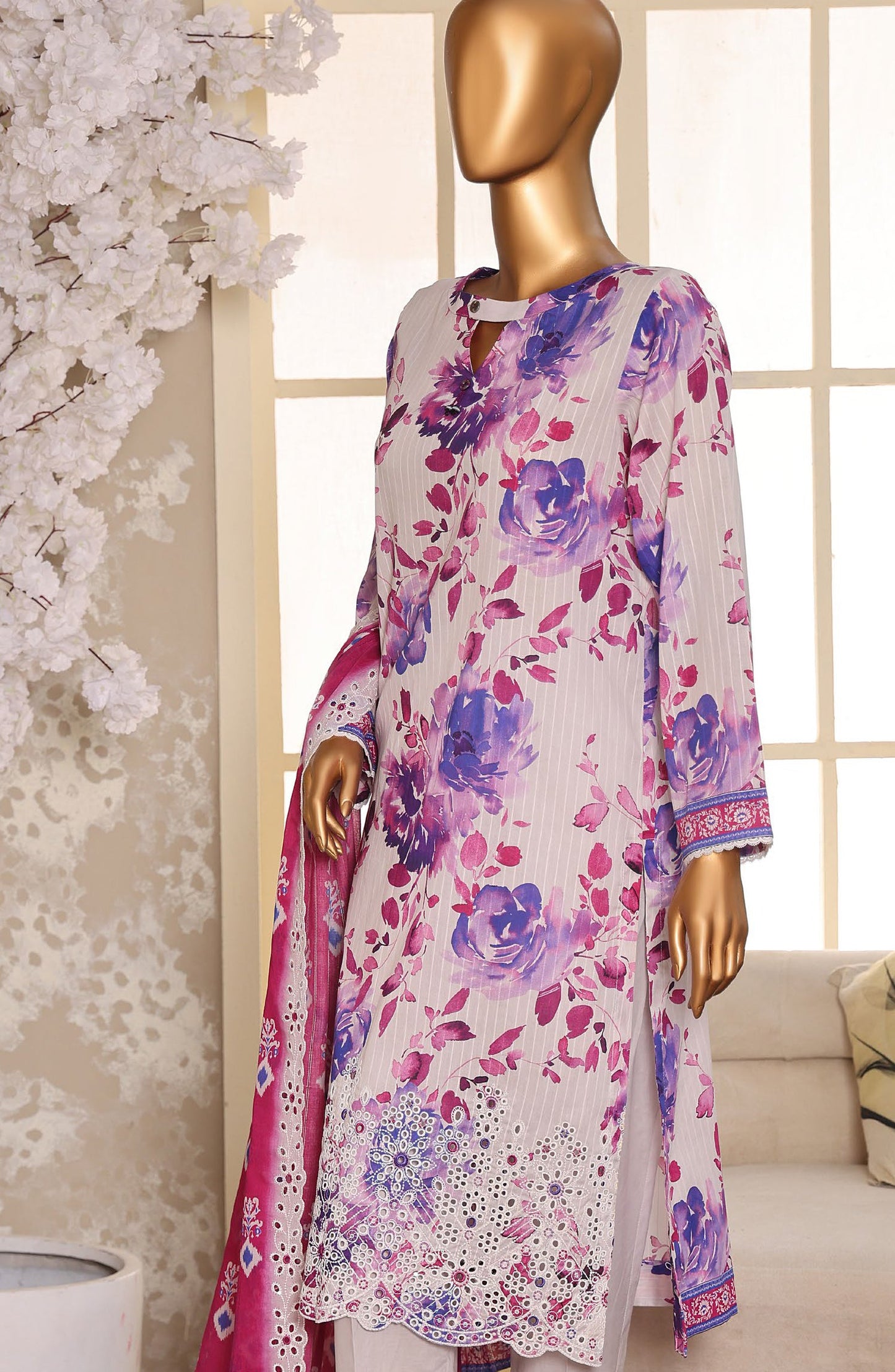 Nayab by HZ Textile Embroidered Lawn Unstitched 3 Piece Suit - Design-07 - HZ26NYB - Multi - Summer Collection