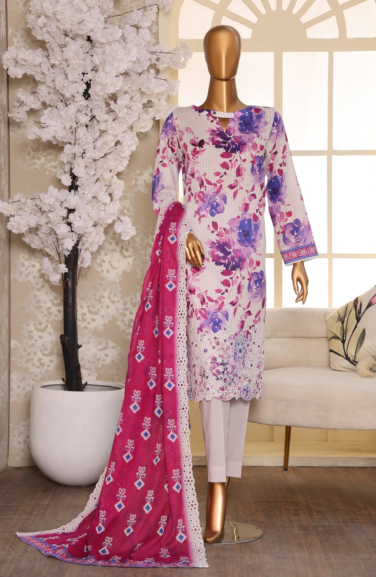 Nayab by HZ Textile Embroidered Lawn Unstitched 3 Piece Suit - Design-07 - HZ26NYB - Multi - Summer Collection
