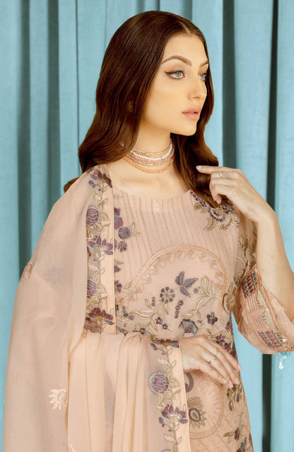 Nayab by Ramsha Luxury Embroidered Chiffon Unstitched 3 Piece Suit - N-410 - RM26NYB - Pink - Festive Collection