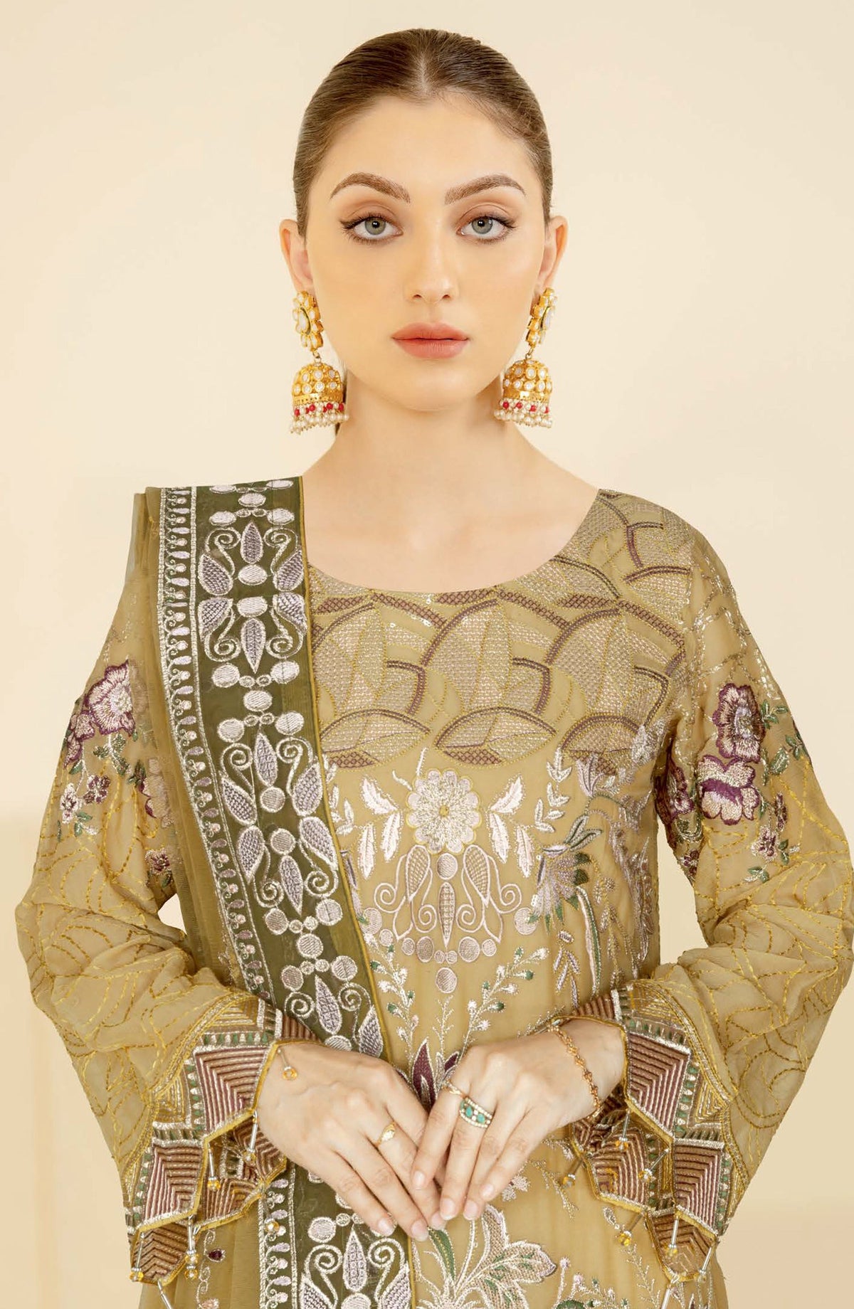 Nayab by Ramsha Luxury Embroidered Chiffon Unstitched 3 Piece Suit - N-407 - RM26NYB - Green - Festive Collection