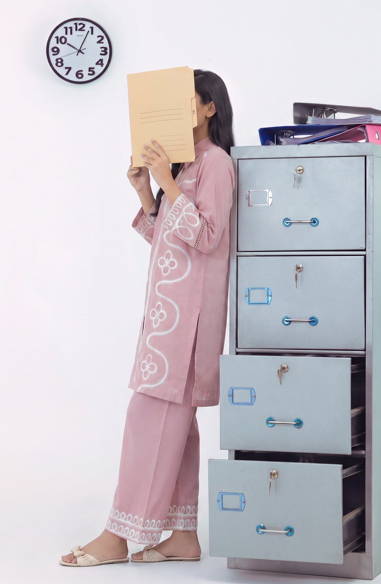 Naylaa by Amna Khadija Embroidered Cotton Stitched 2 Piece Co-ord Set - AKN-01 - AM26NYLA - Pink - Summer Collection