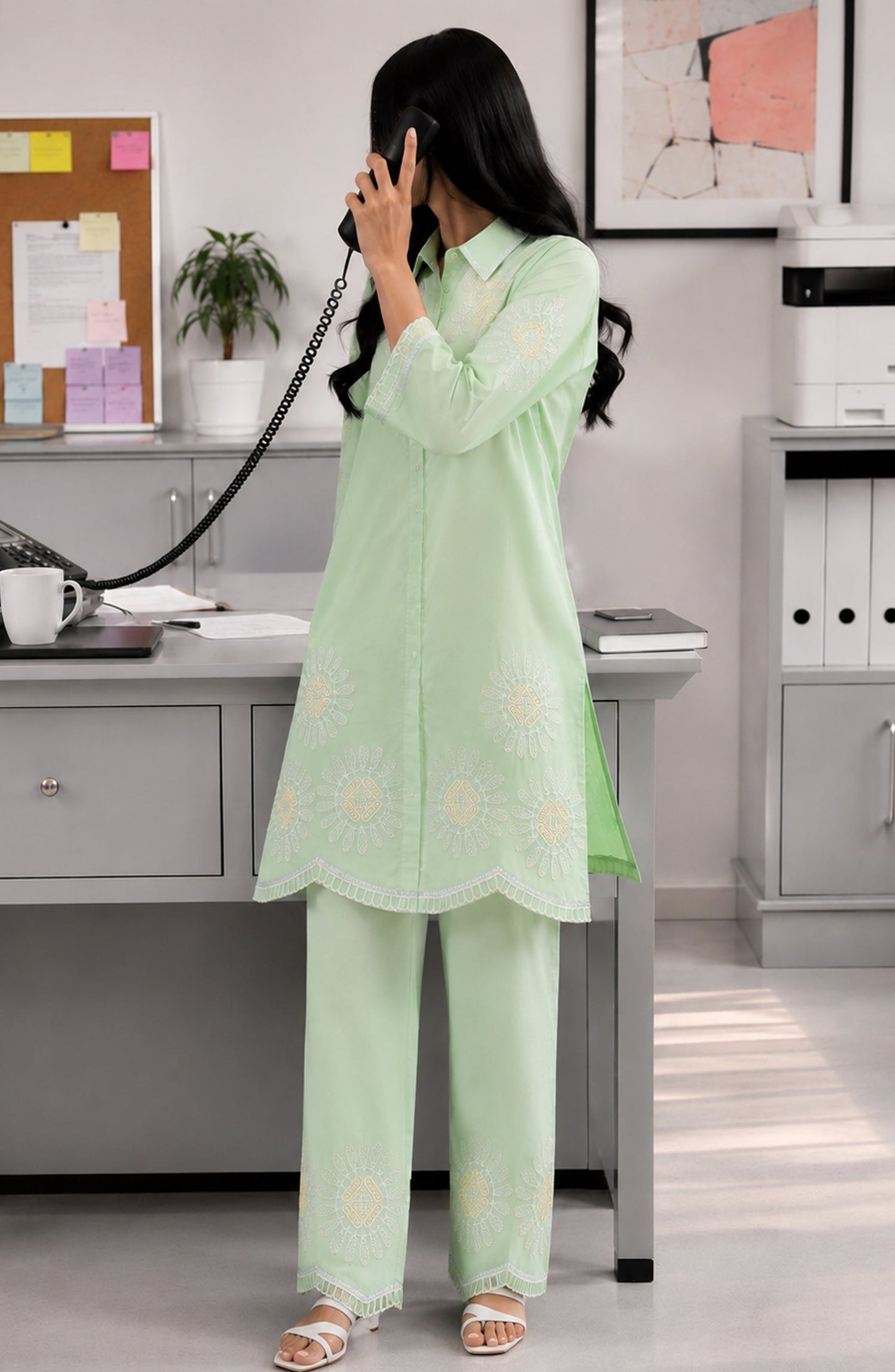 Naylaa by Amna Khadija Embroidered Cotton Stitched 2 Piece Co-ord Set - AKN-05 - AM26NYLA - Green - Summer Collection