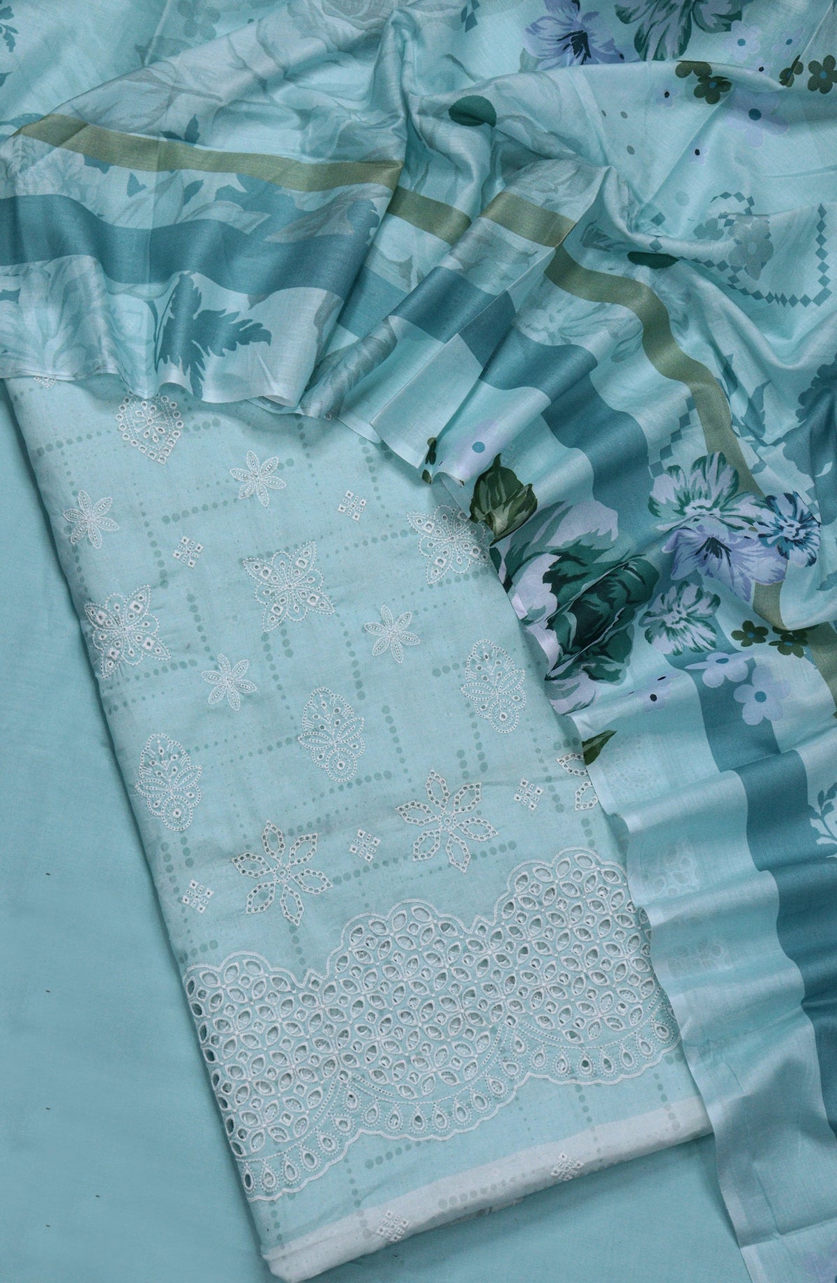 Nazneen by Amna Khadija Embroidered Chikankari Lawn Unstitched 3 Piece Suit - Design-04 - AM26NZN - Blue - Summer Collection